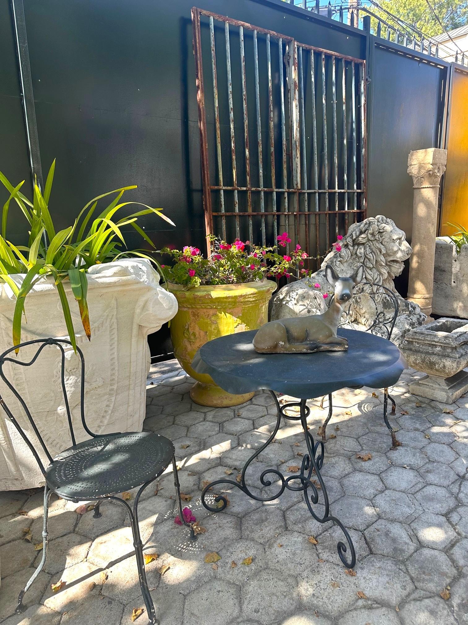 Metal Large Rustic 19th Century Round Iron & Zink Garden Patio Coffee side Table LA CA For Sale