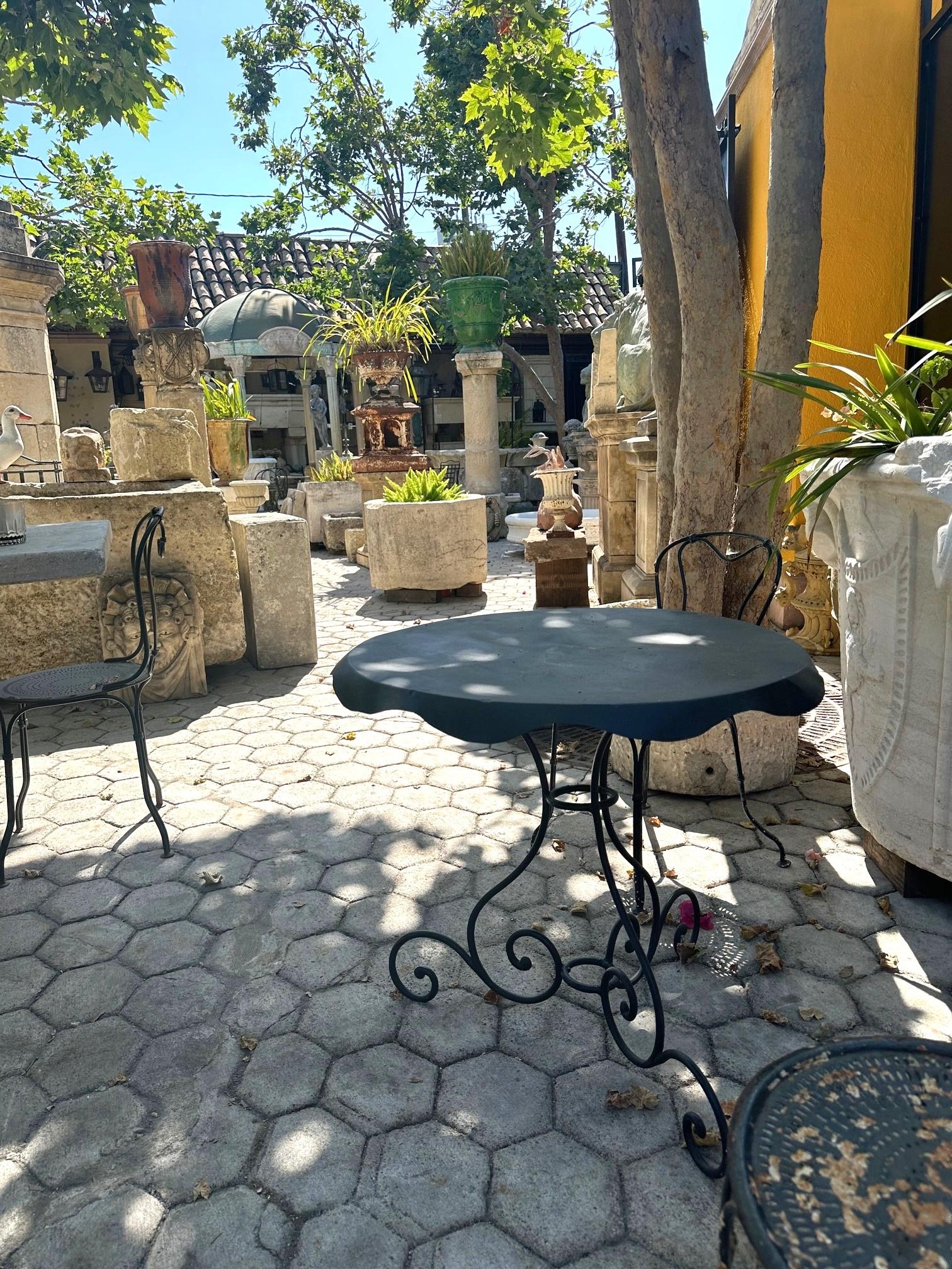 Large Rustic 19th Century Round Iron & Zink Garden Patio Coffee side Table LA CA For Sale 2