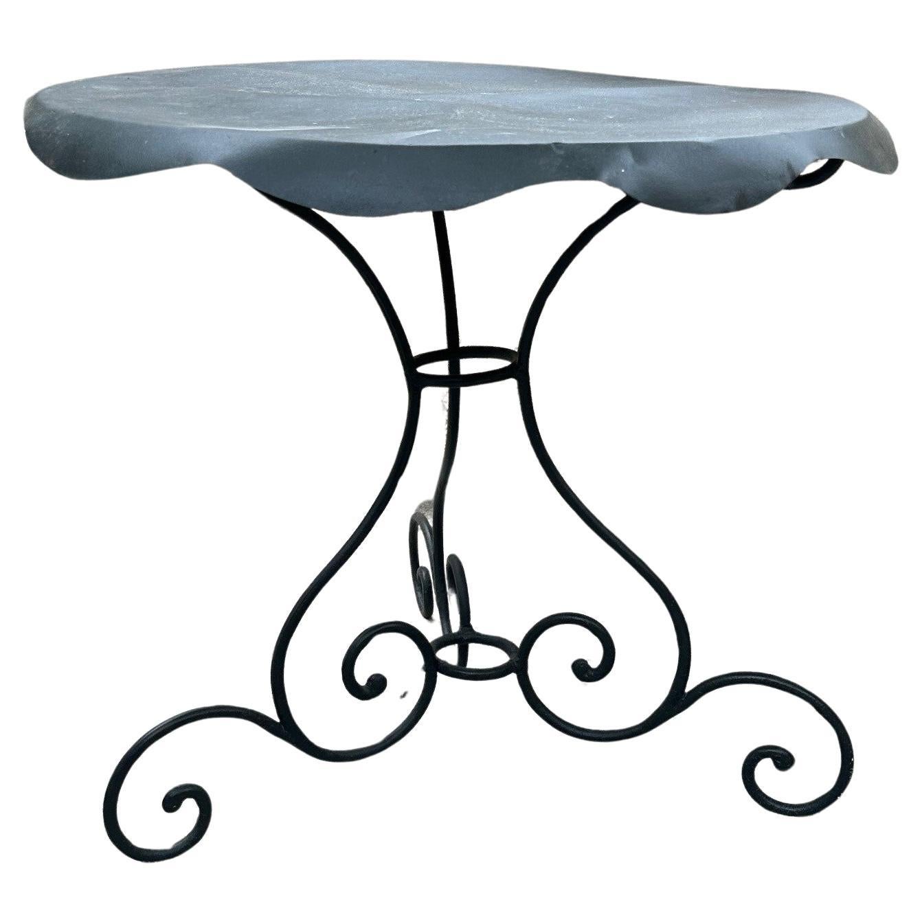 Large Rustic 19th Century Round Iron & Zink Garden Patio Coffee side Table LA CA For Sale