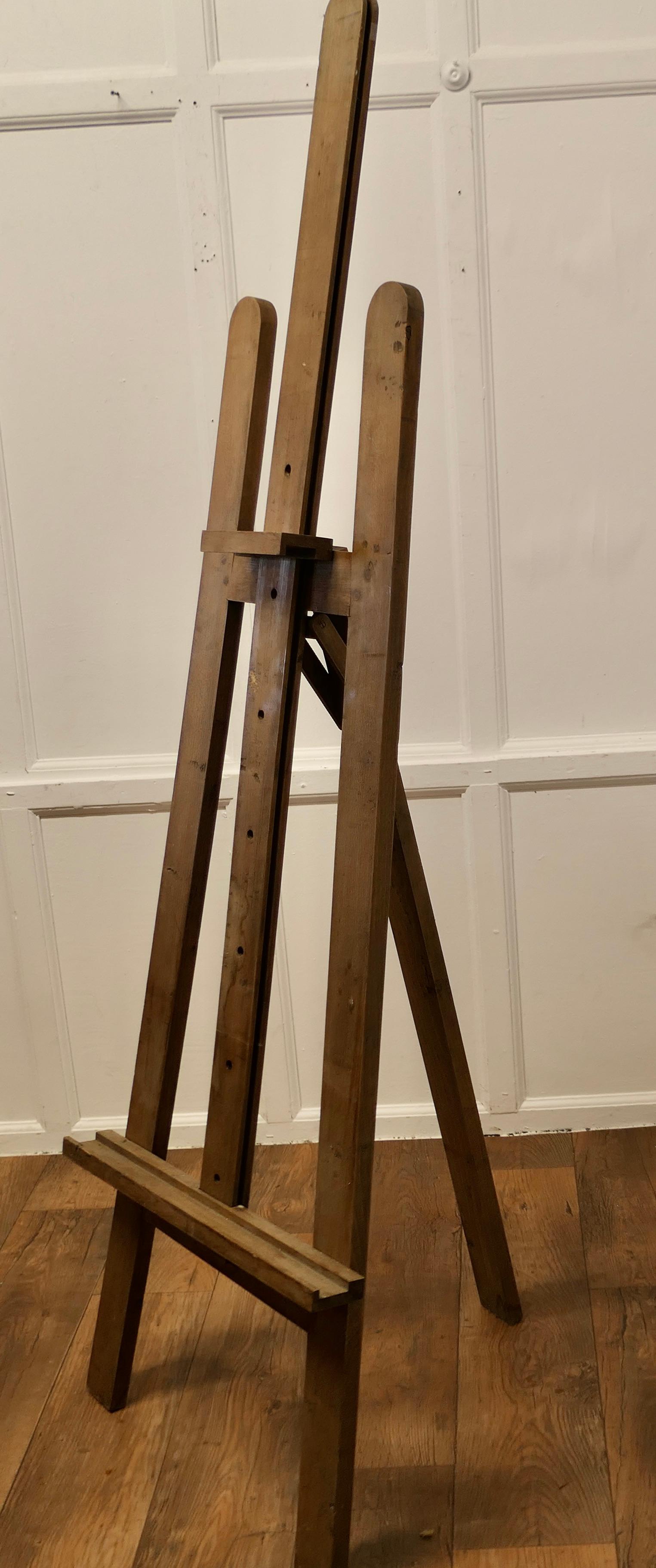 Large Rustic Adjustable Oak Artists’ Easel    In Good Condition For Sale In Chillerton, Isle of Wight