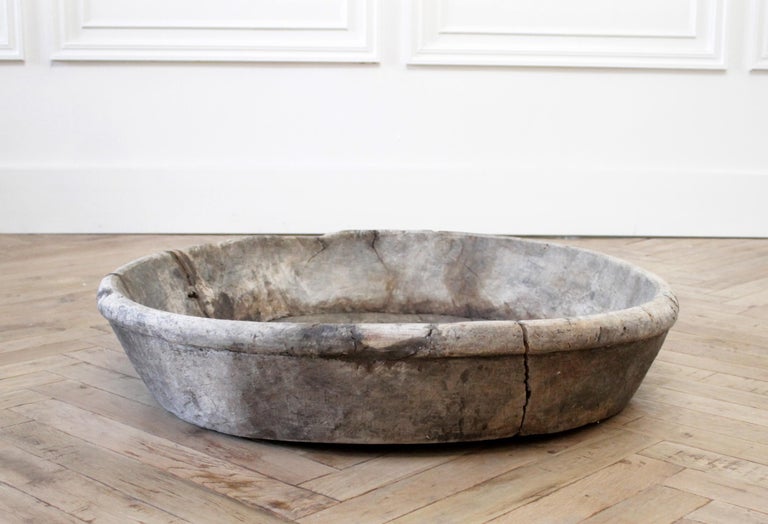Large Rustic Antique Dough Bowl Centerpiece For Sale at 1stDibs