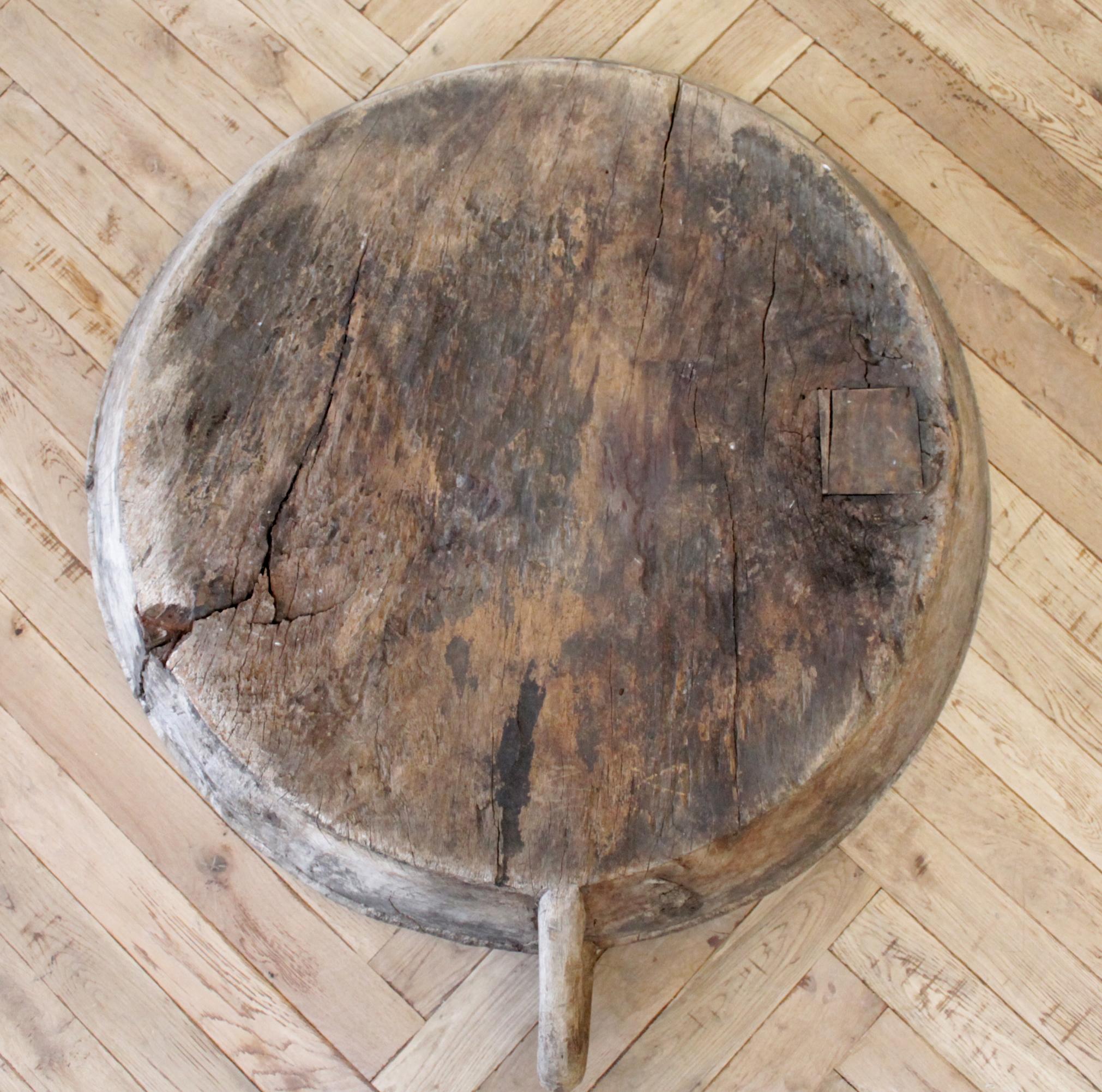 Large Rustic Antique Dough Bowl Centerpiece For Sale 7