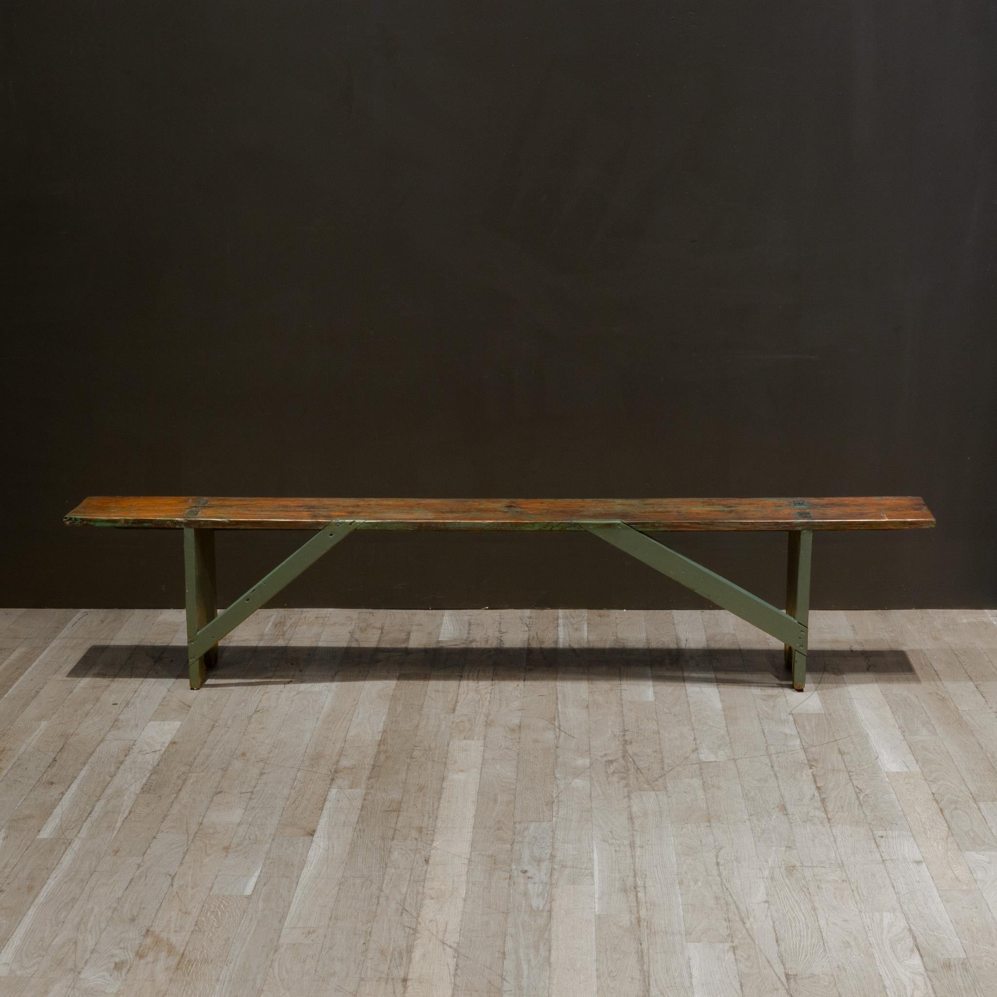 Large Rustic Bench C.1940 In Good Condition For Sale In San Francisco, CA