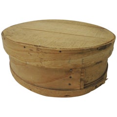 Large Rustic Bent Wood Vintage Cheese Box with Lid