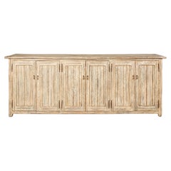 Large Rustic Bleached Wood Six-Door Sideboard Media Cabinet