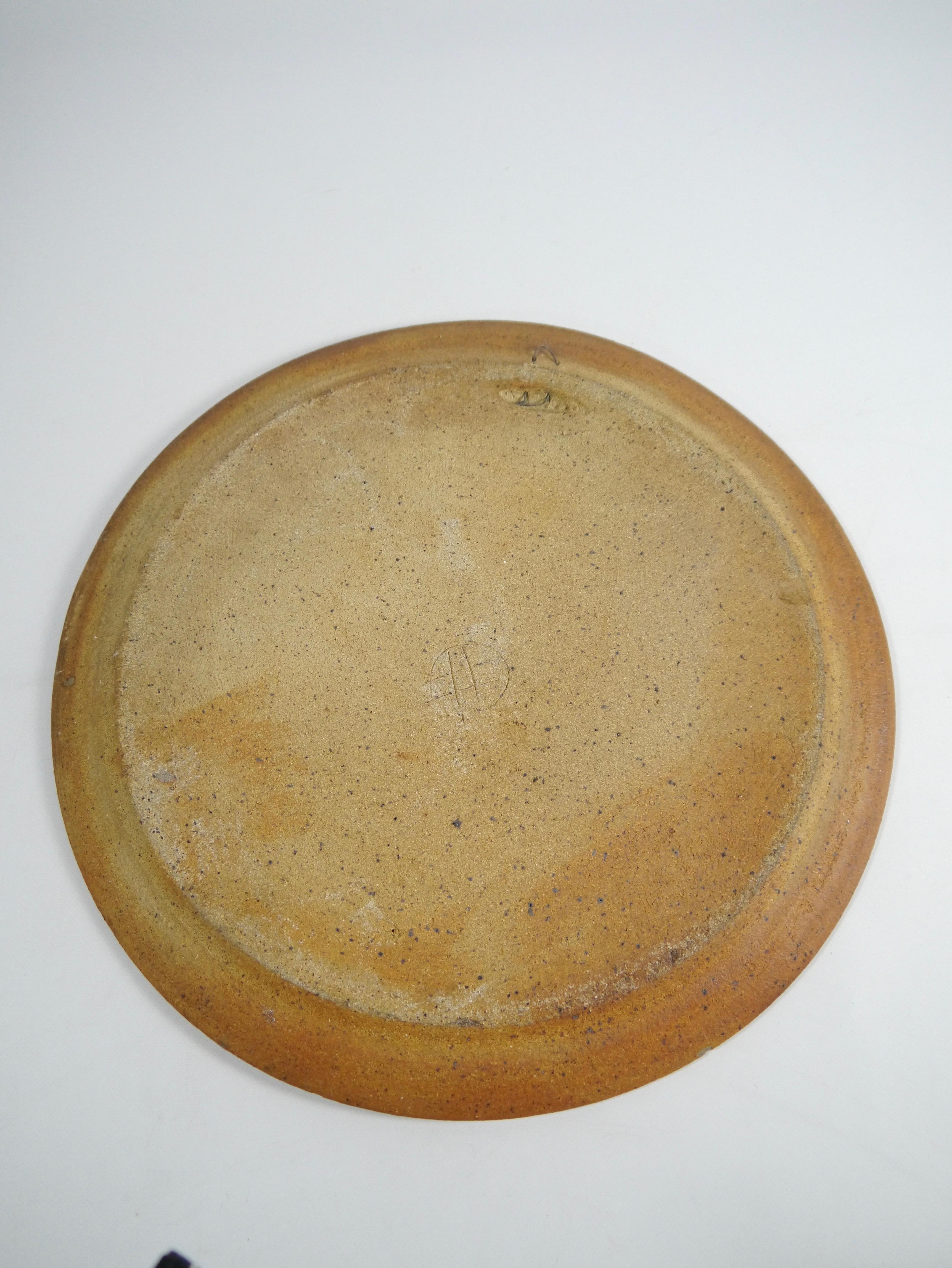 Large Rustic Ceramic Wall Hung Platter by Osvald Osmundsen, Norway 1970s For Sale 1