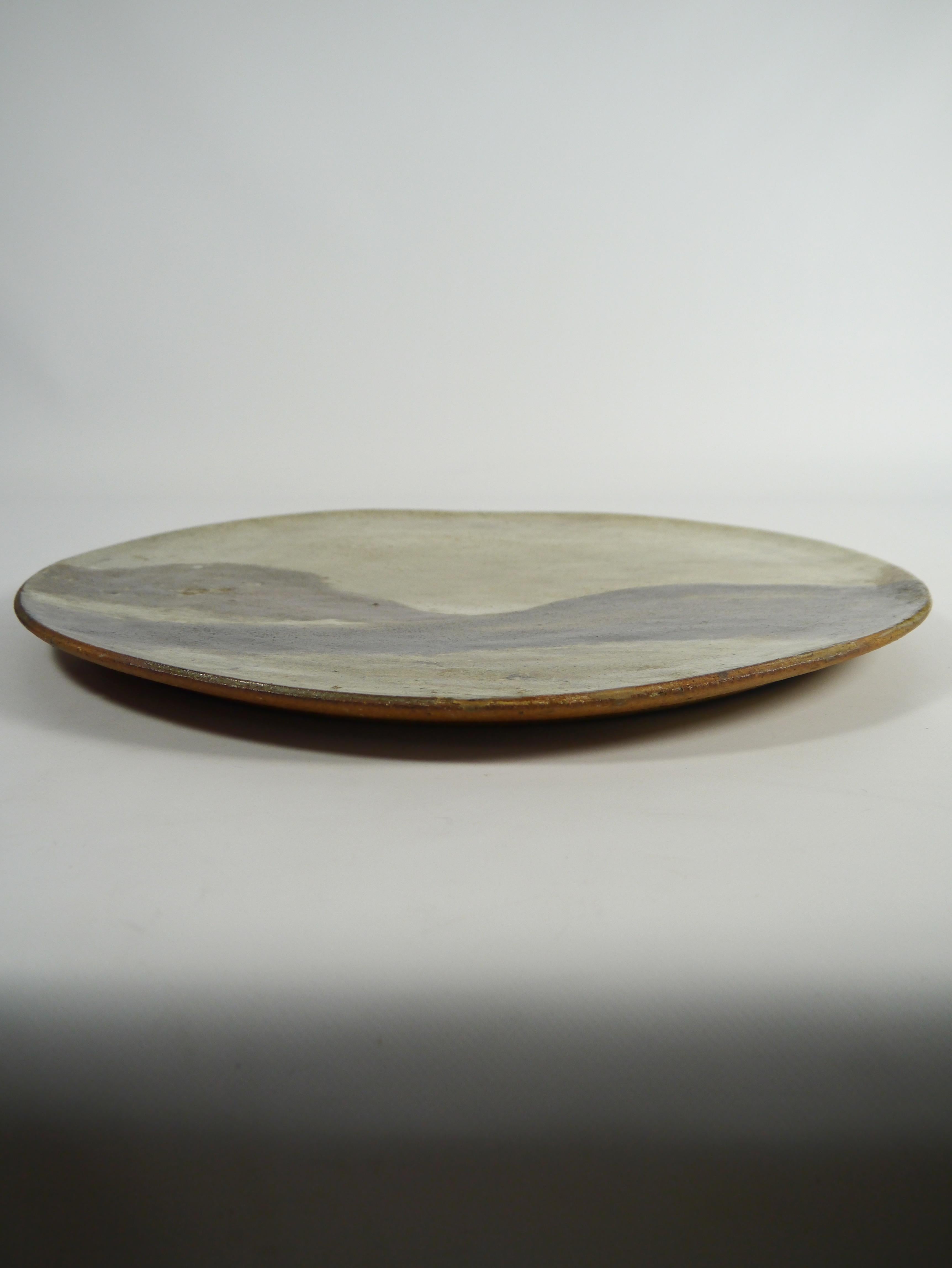 20th Century Large Rustic Ceramic Wall Hung Platter by Osvald Osmundsen, Norway 1970s For Sale