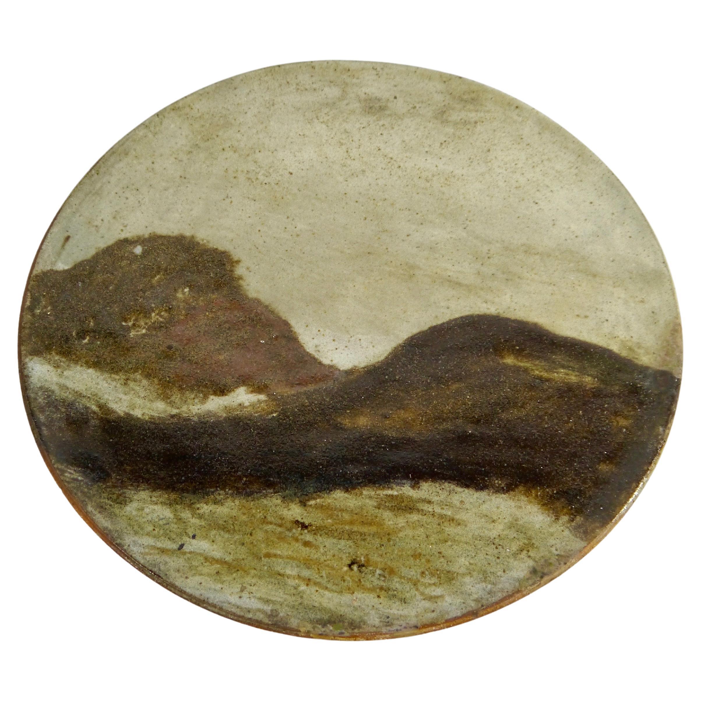 Large Rustic Ceramic Wall Hung Platter by Osvald Osmundsen, Norway 1970s For Sale