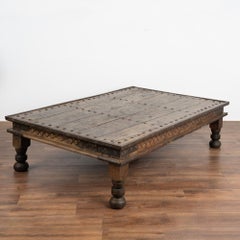 Large Rustic Coffee Table With Iron Accents from India, circa 1900's