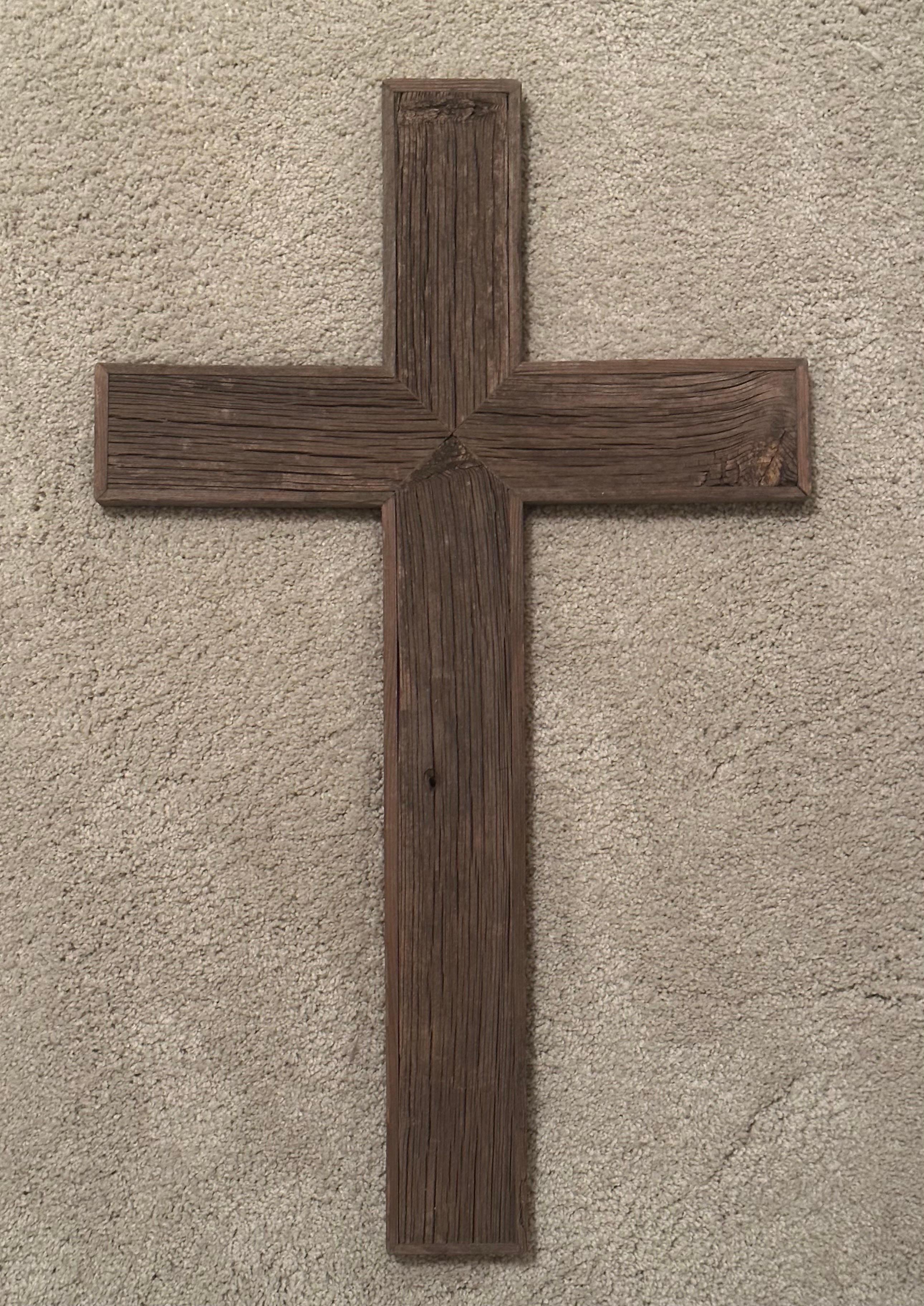 American Large Rustic Driftwood Cross For Sale