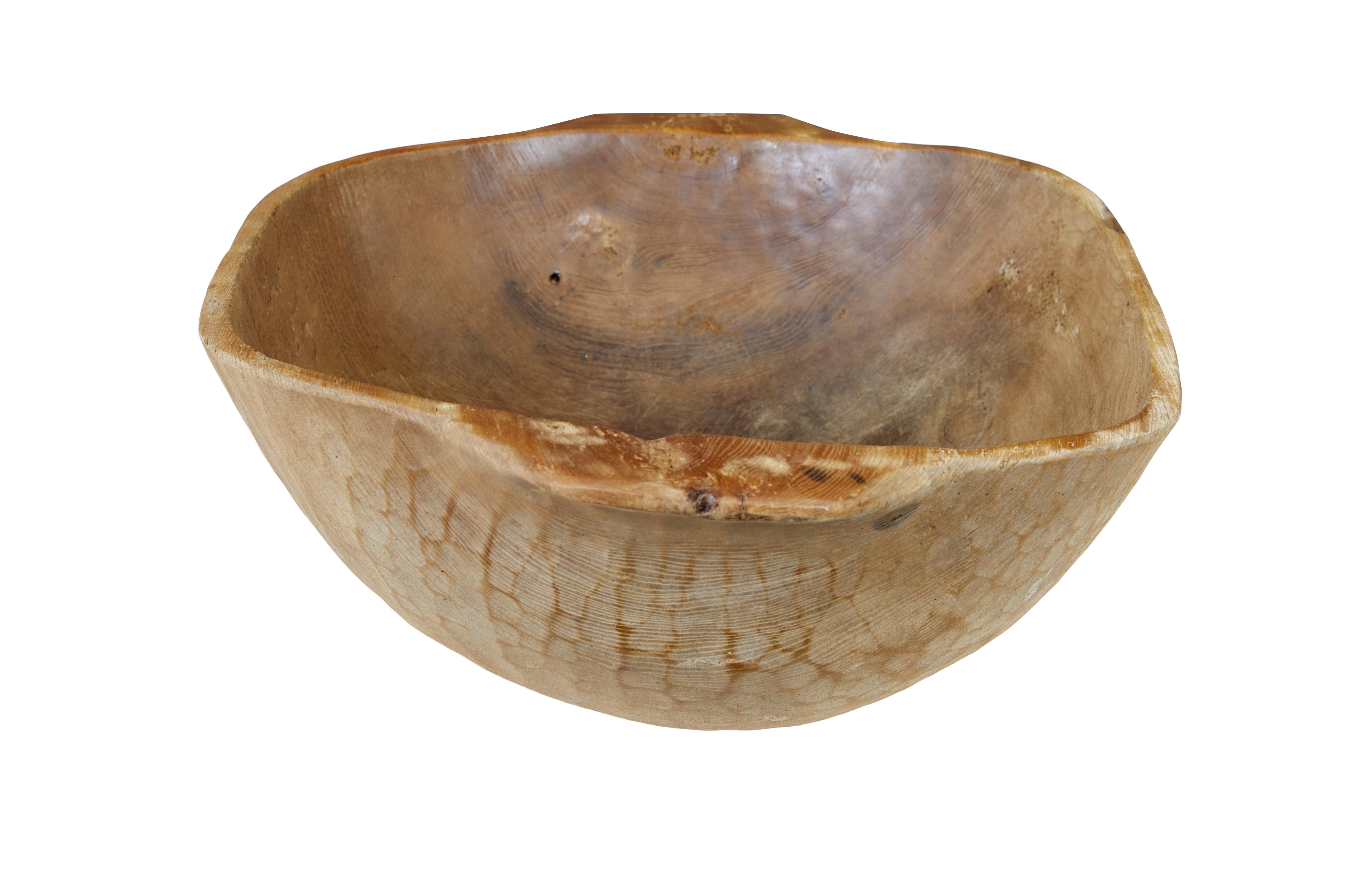 Hungarian Large Rustic Dugout Hand Carved Bowl For Sale