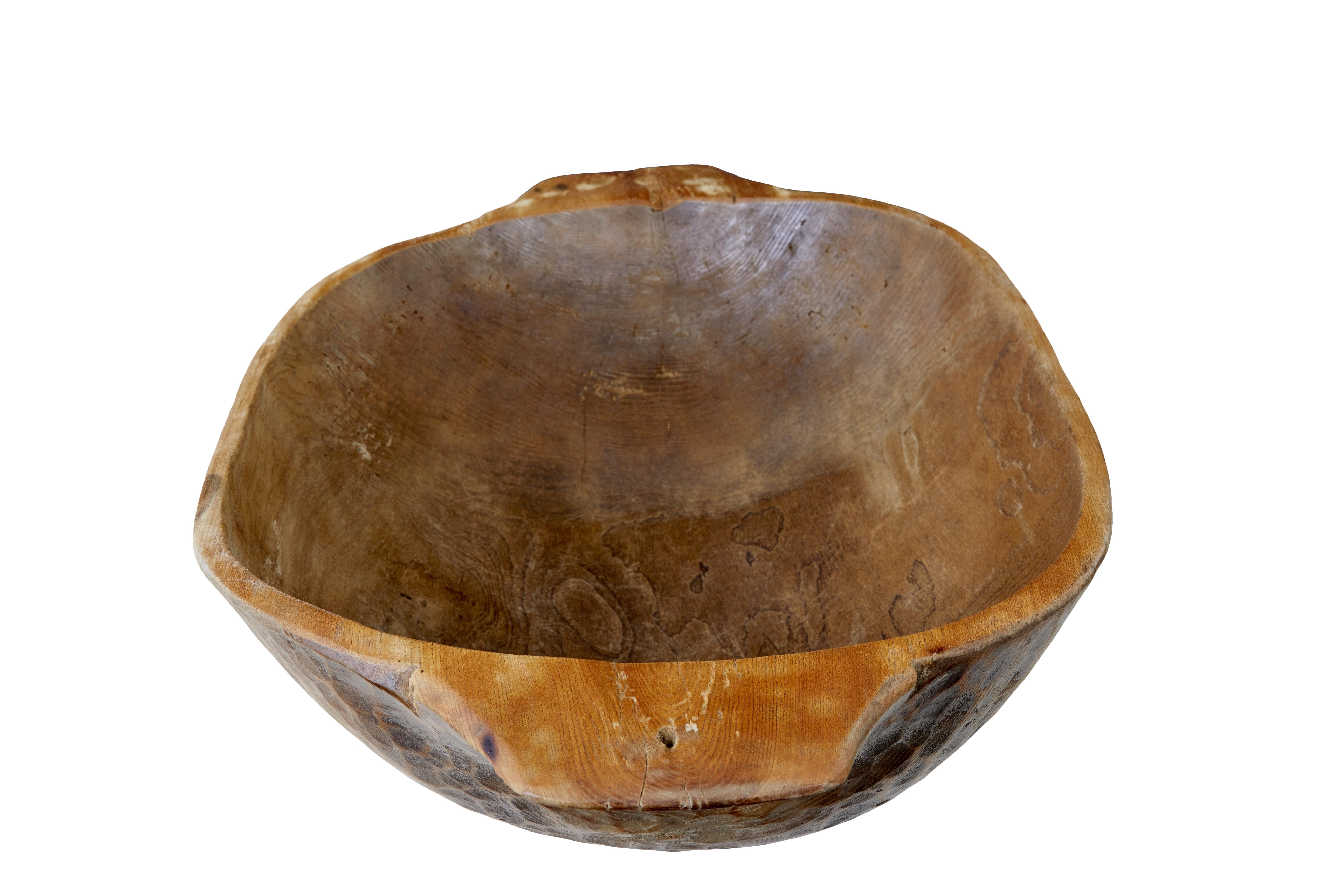 Hardwood Large Rustic Dugout Hand Carved Bowl For Sale