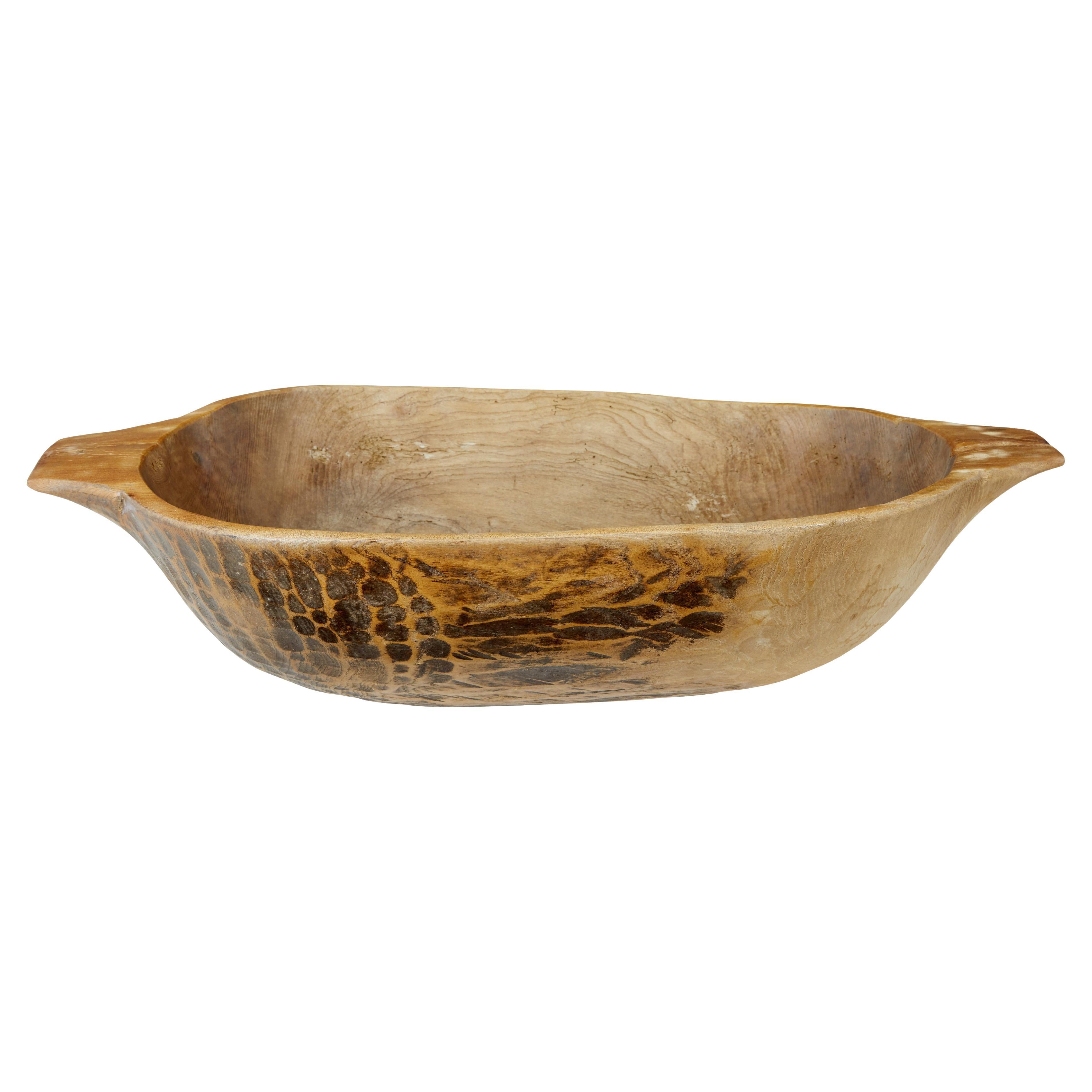Large Rustic Dugout Hand Carved Bowl For Sale