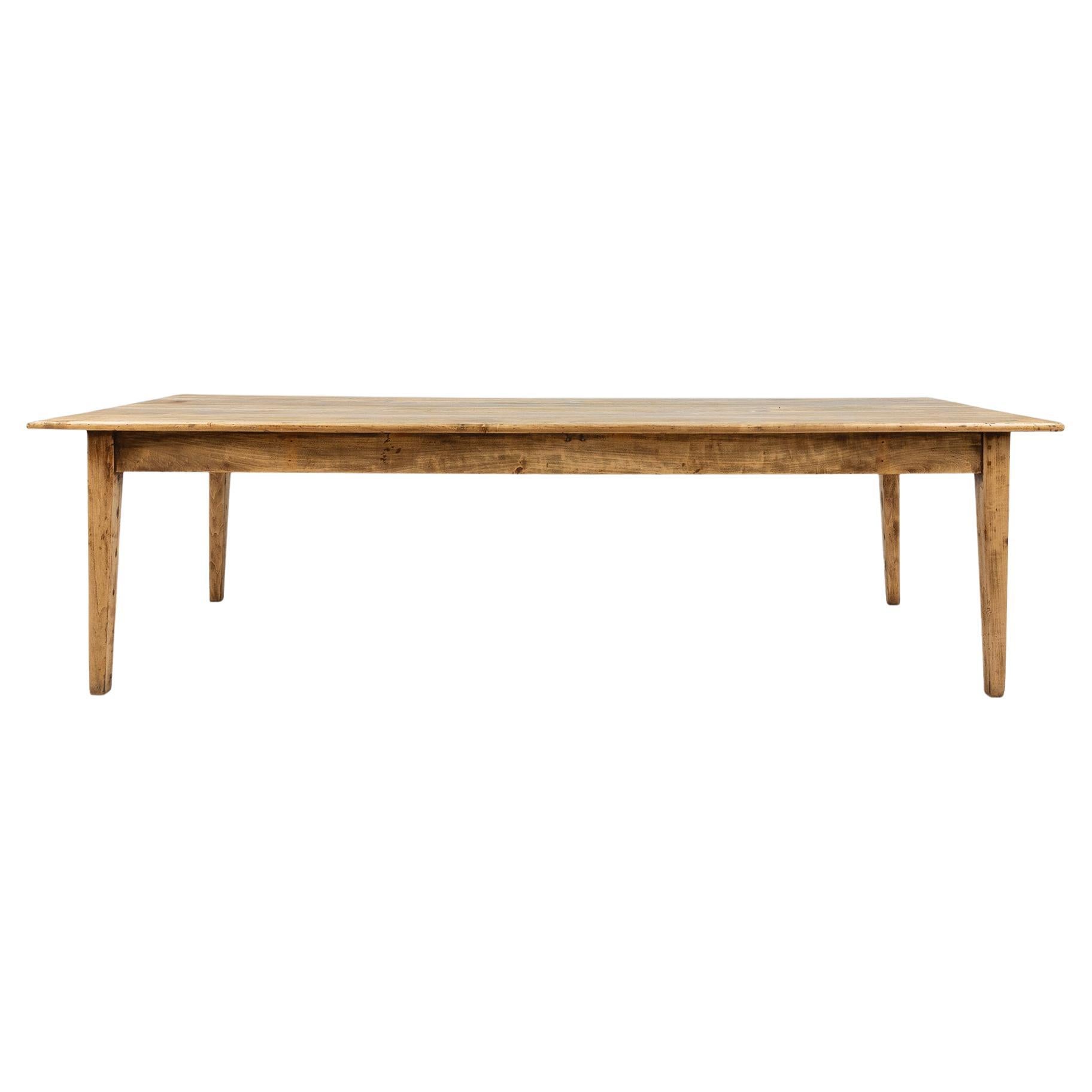 Large rustic elm wooden farm table, France ca. 1800