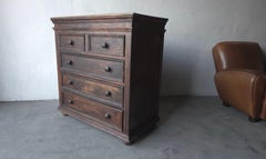 Large Rustic European Style Dark Wood 5 Drawer Dresser