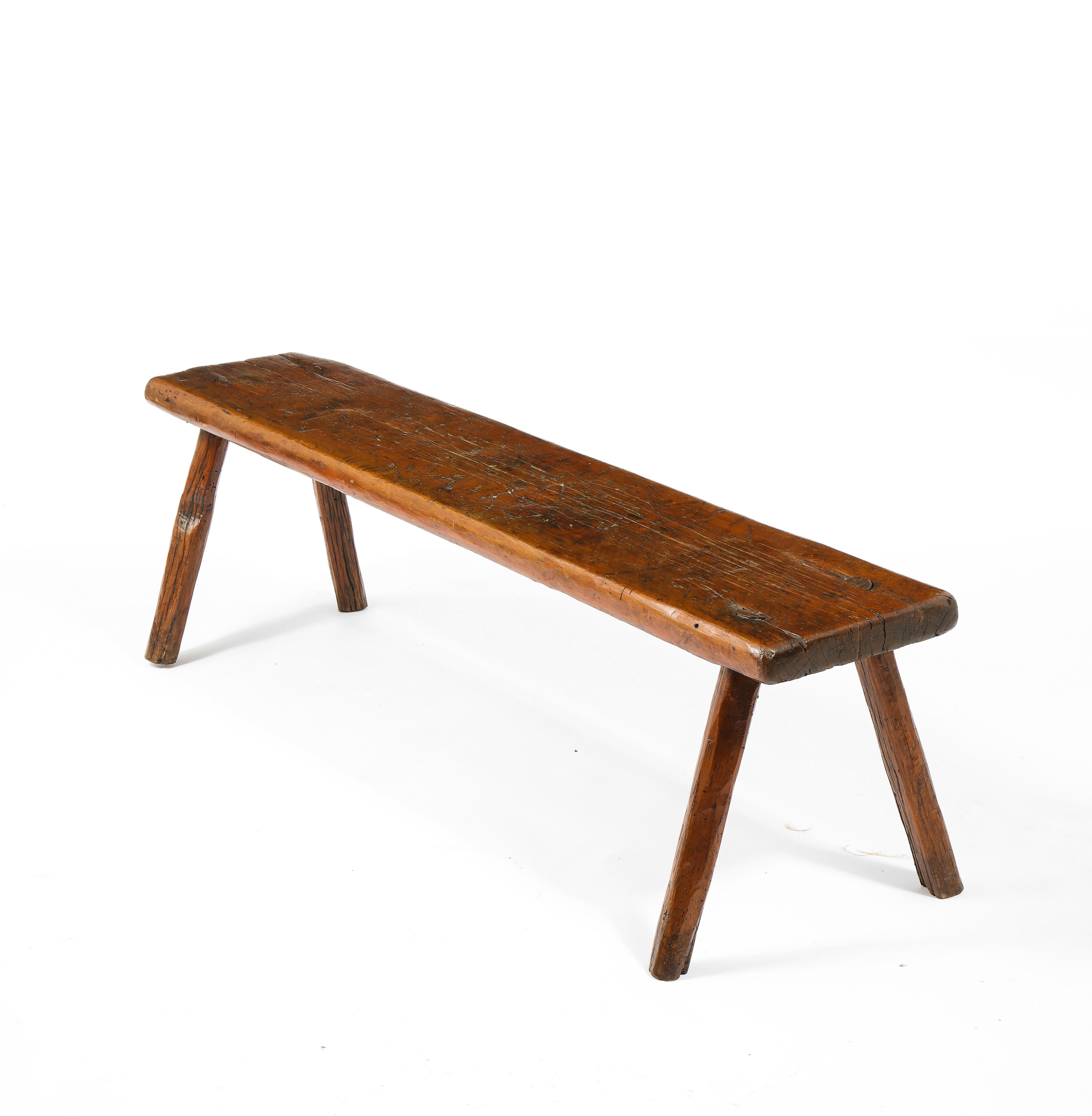 Large Rustic Oak Farm Bench or Coffee Table, USA 1920's 5