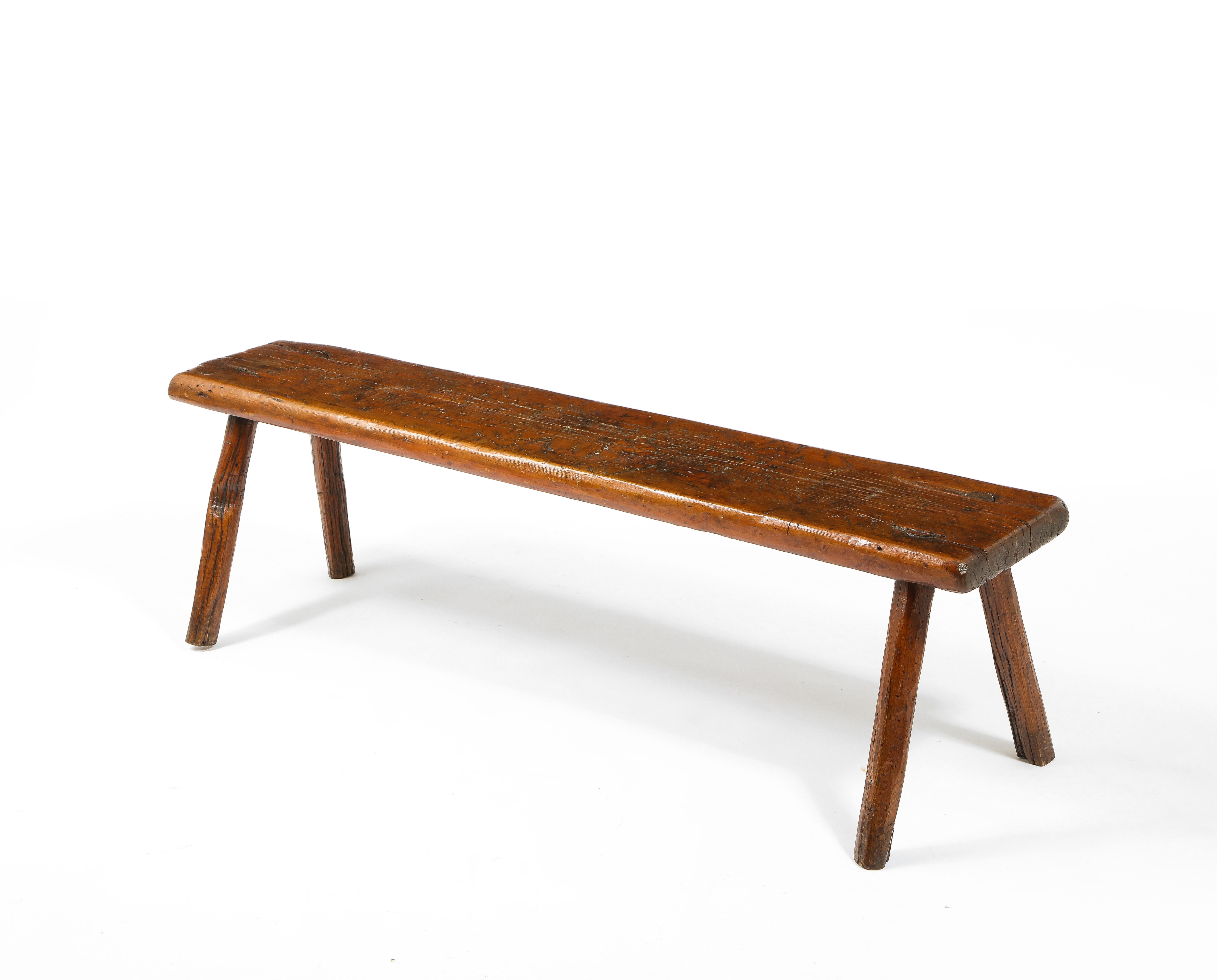 Large Rustic Oak Farm Bench or Coffee Table, USA 1920's 6