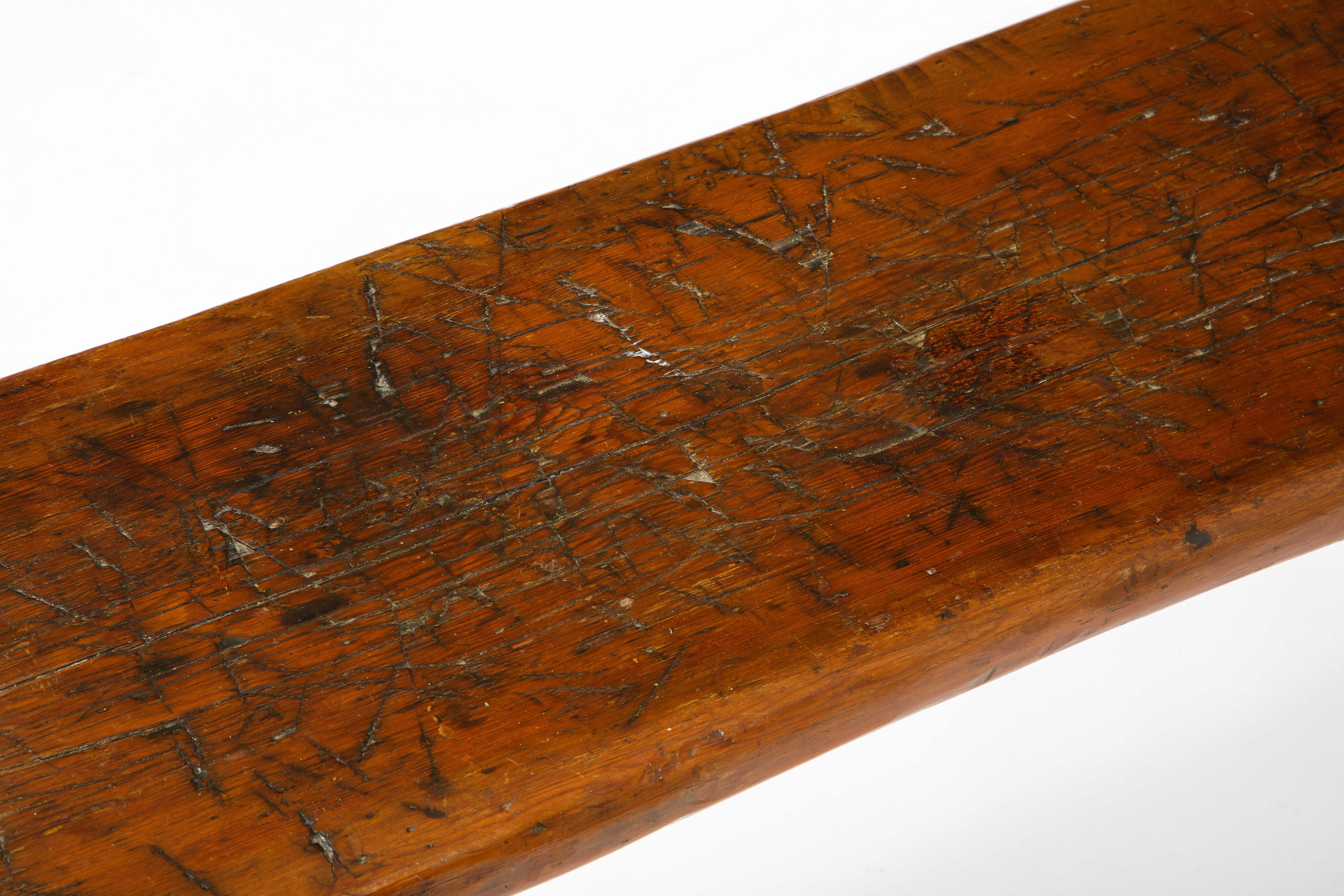20th Century Large Rustic Oak Farm Bench or Coffee Table, USA 1920's