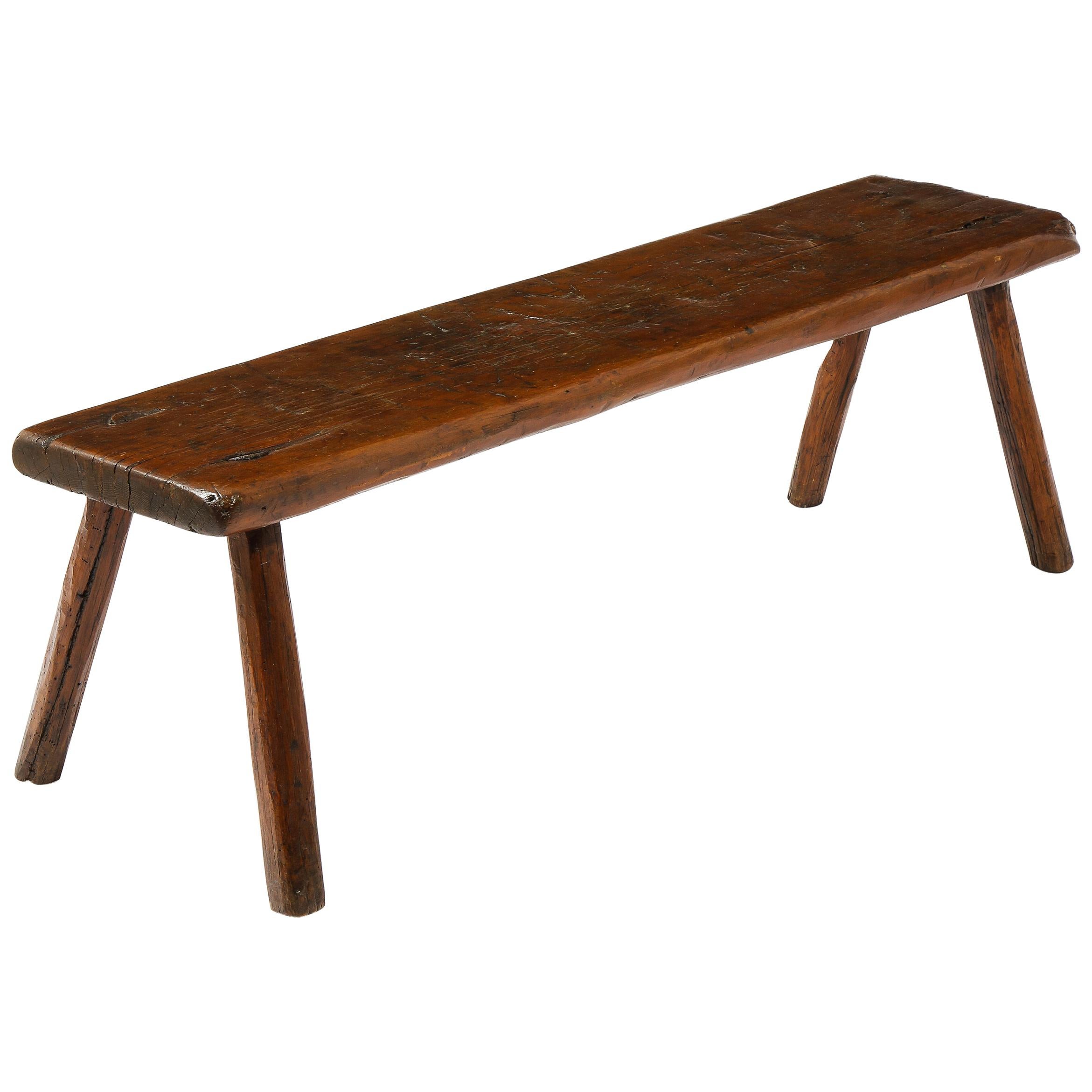 Large Rustic Oak Farm Bench or Coffee Table, USA 1920's