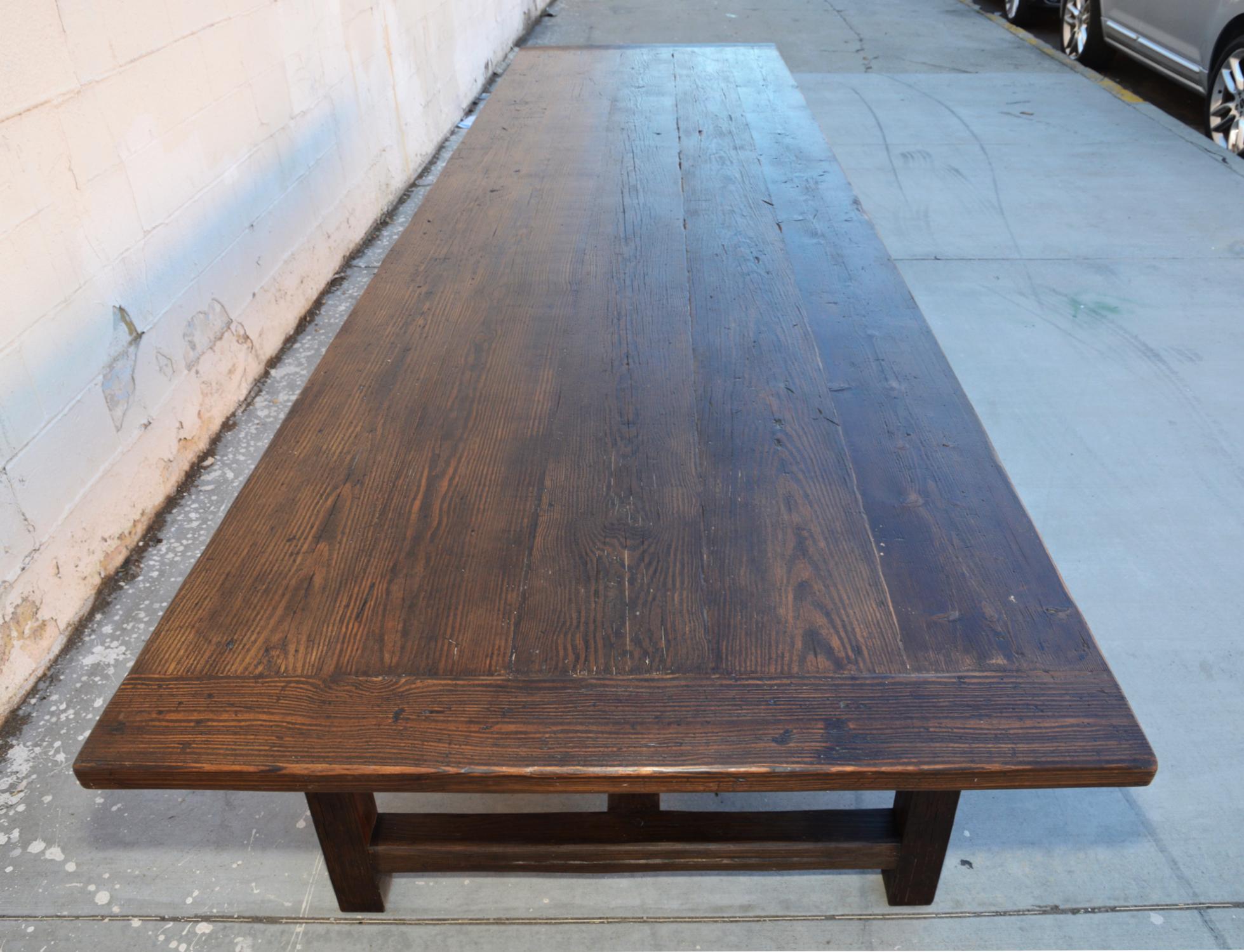 Hand-Crafted Large Rustic Farm Table Made from Reclaimed Pine