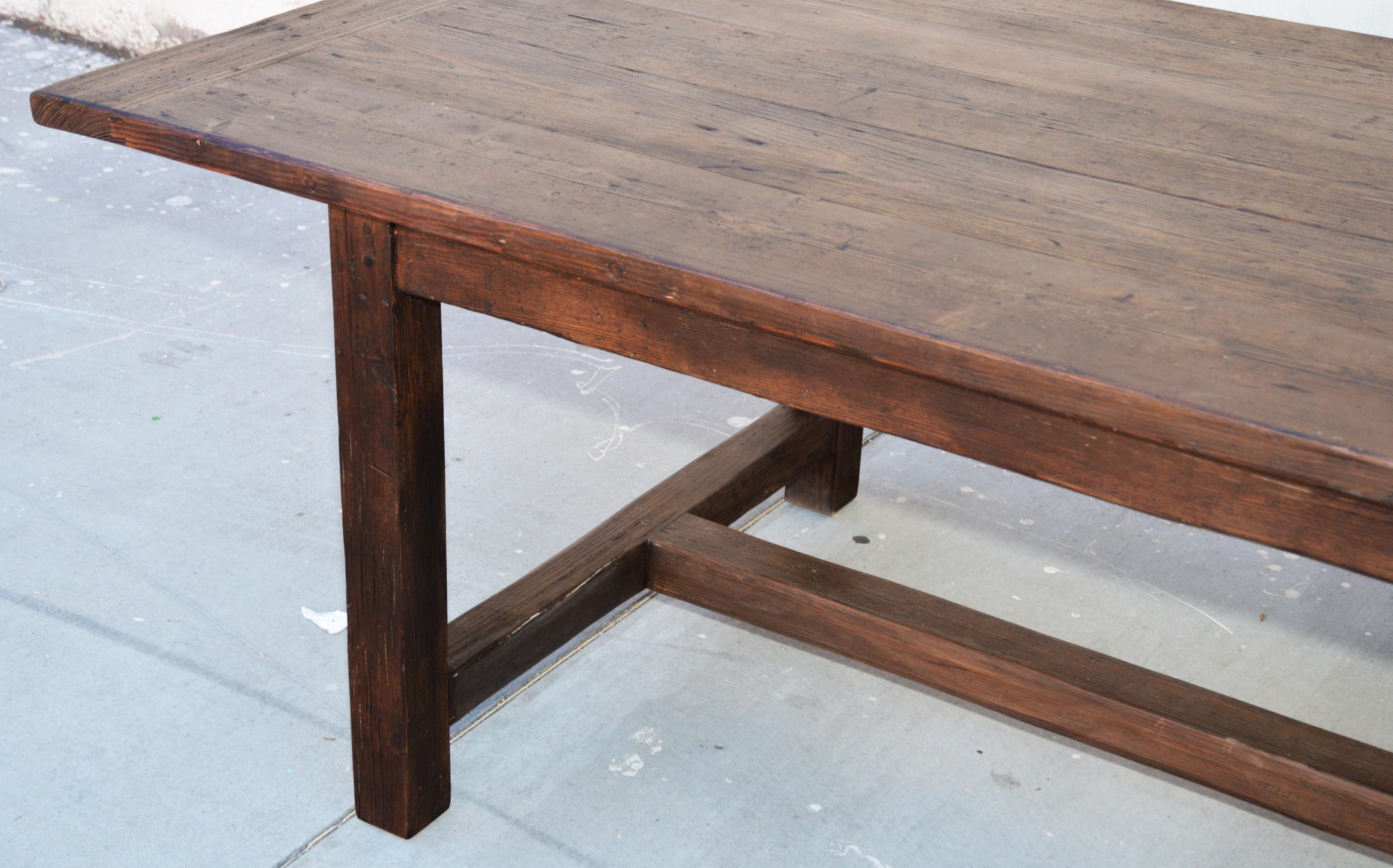 Large Rustic Farm Table Made from Reclaimed Pine In New Condition In Los Angeles, CA