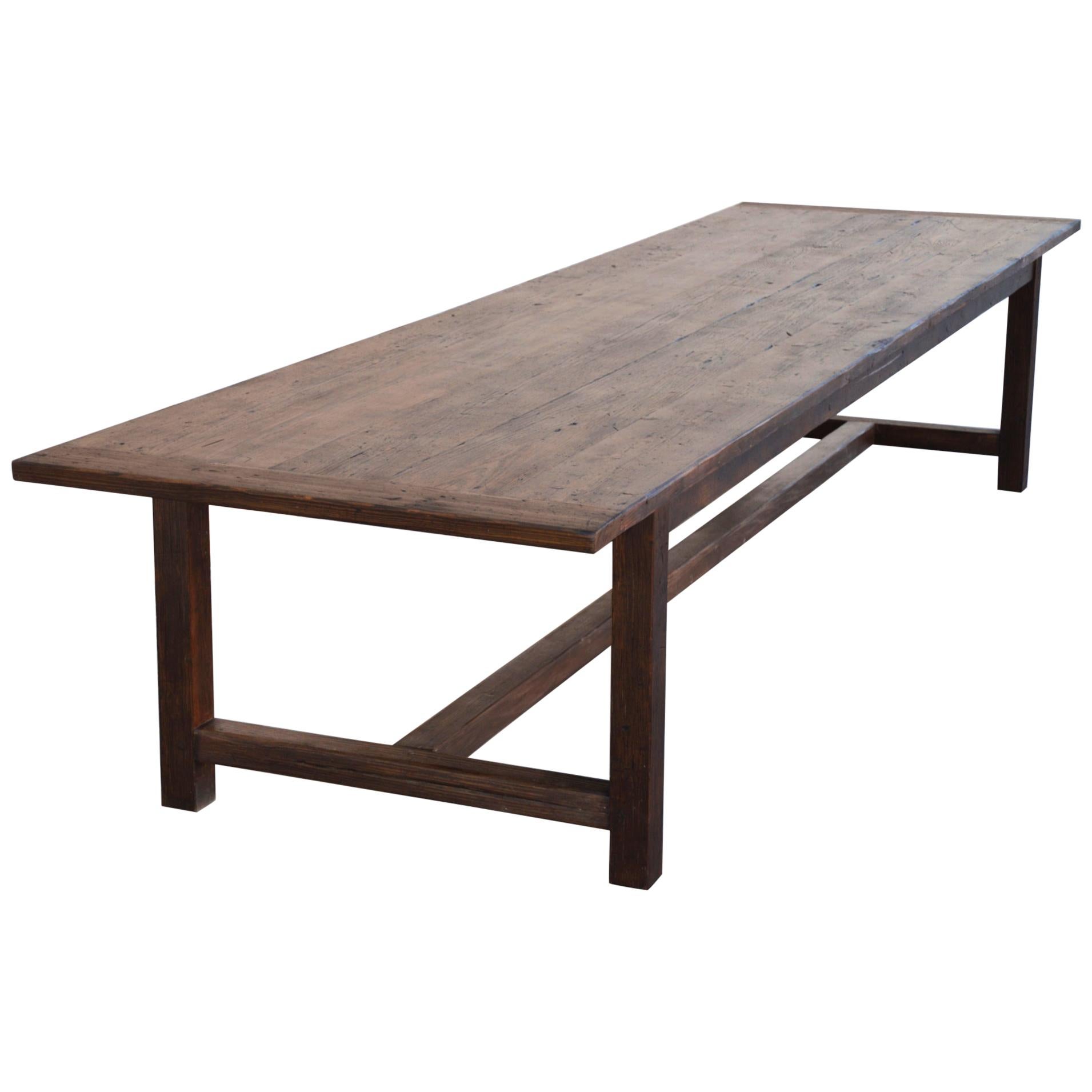 Large Rustic Farm Table Made from Reclaimed Pine