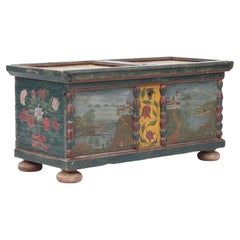 Large Rustic Farmhouse Romantic Folk Art Bridal Chest