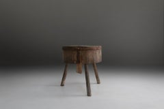 Large rustic French Chopping Block Table, France 1920s