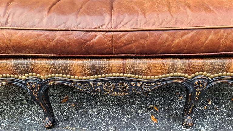 French Country Distressed Leather Sofa By Paladin For At 1stdibs French Country Distressed Leather Sofa, Paladin Leather Sofa