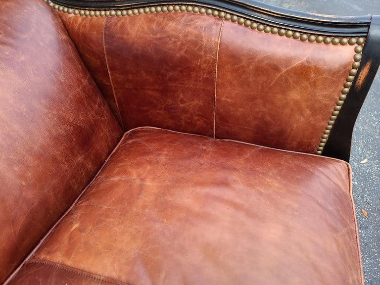 French Country Distressed Leather Sofa, Paladin Leather Sofa