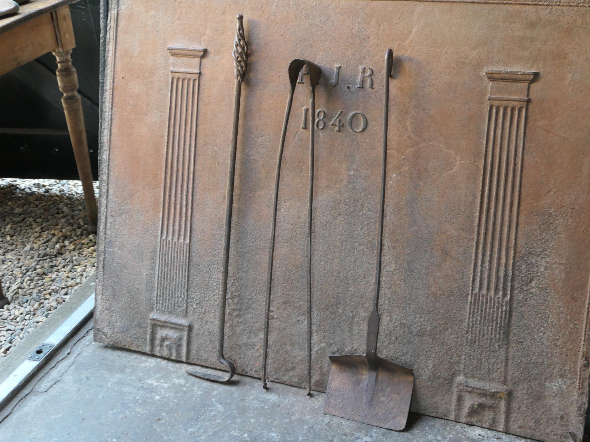 Large Rustic French Fireplace Tools, 17th-18th Century In Good Condition For Sale In Amerongen, NL