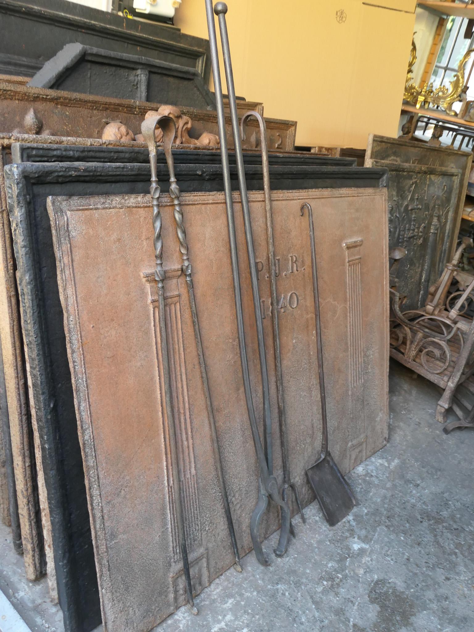 Large Rustic French Fireplace Tools, 18th-19th Century For Sale 1