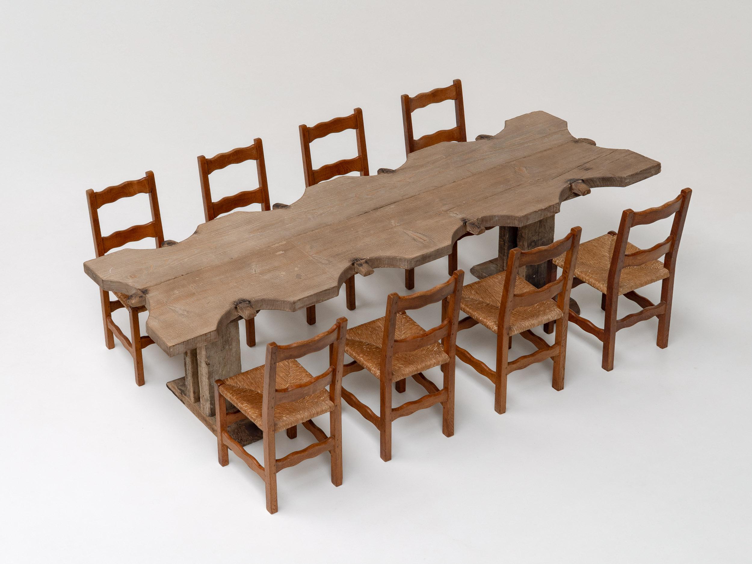 Rustique Grande table à manger rustique de bijoutier français, France, début du 20e siècle en vente