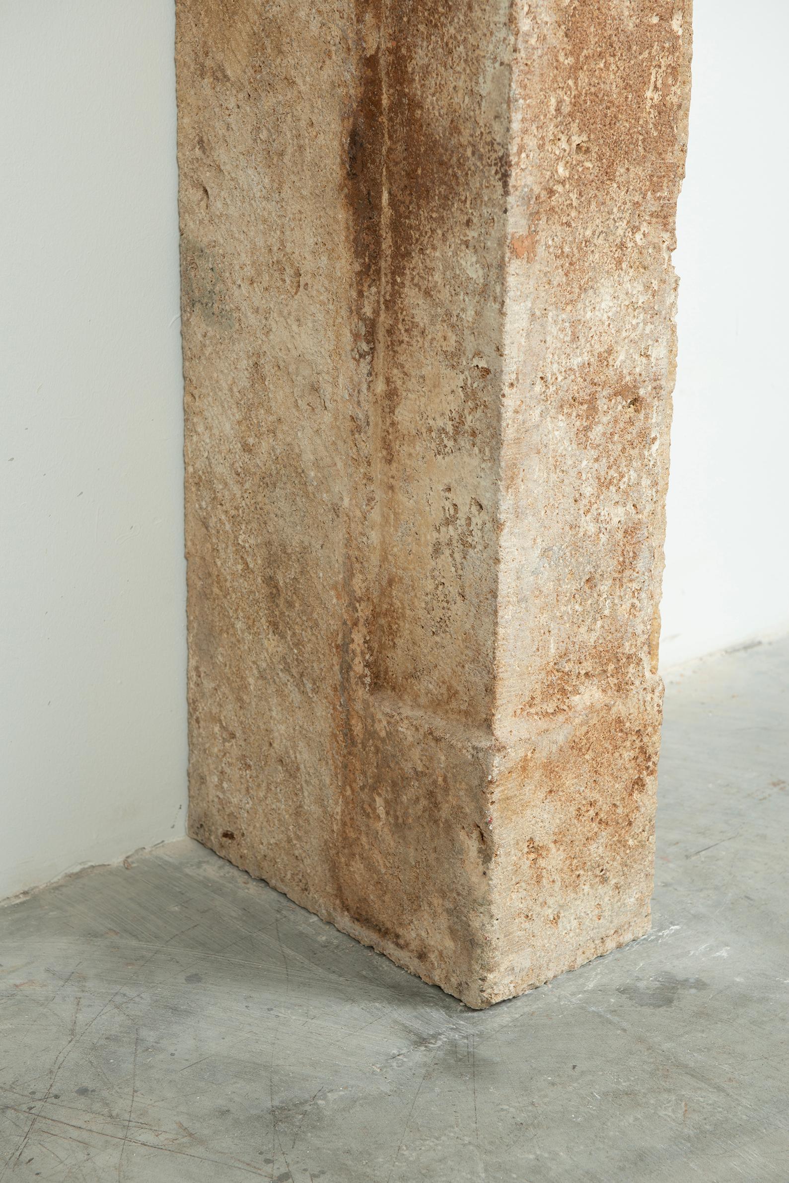 Large Rustic French Limestone Fireplace Mantel – 18th Century For Sale 9
