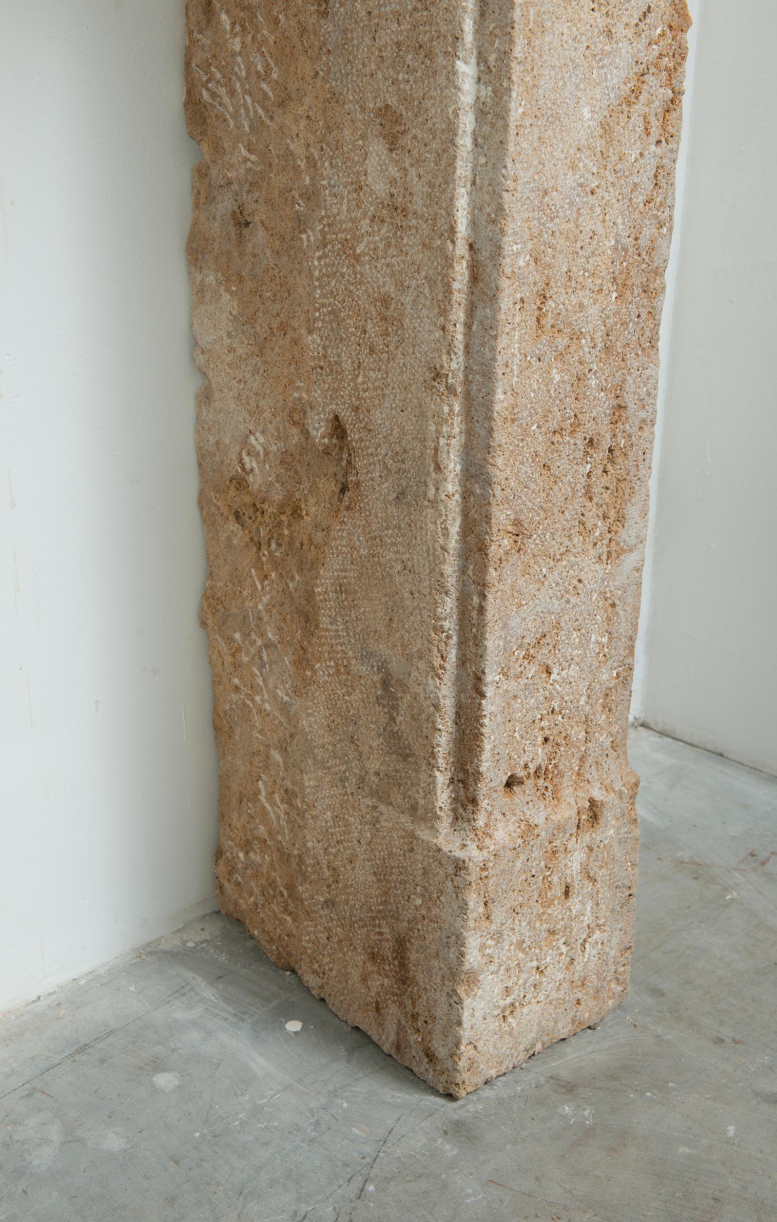 Large Rustic French Limestone Fireplace Mantel – 18th Century For Sale 12