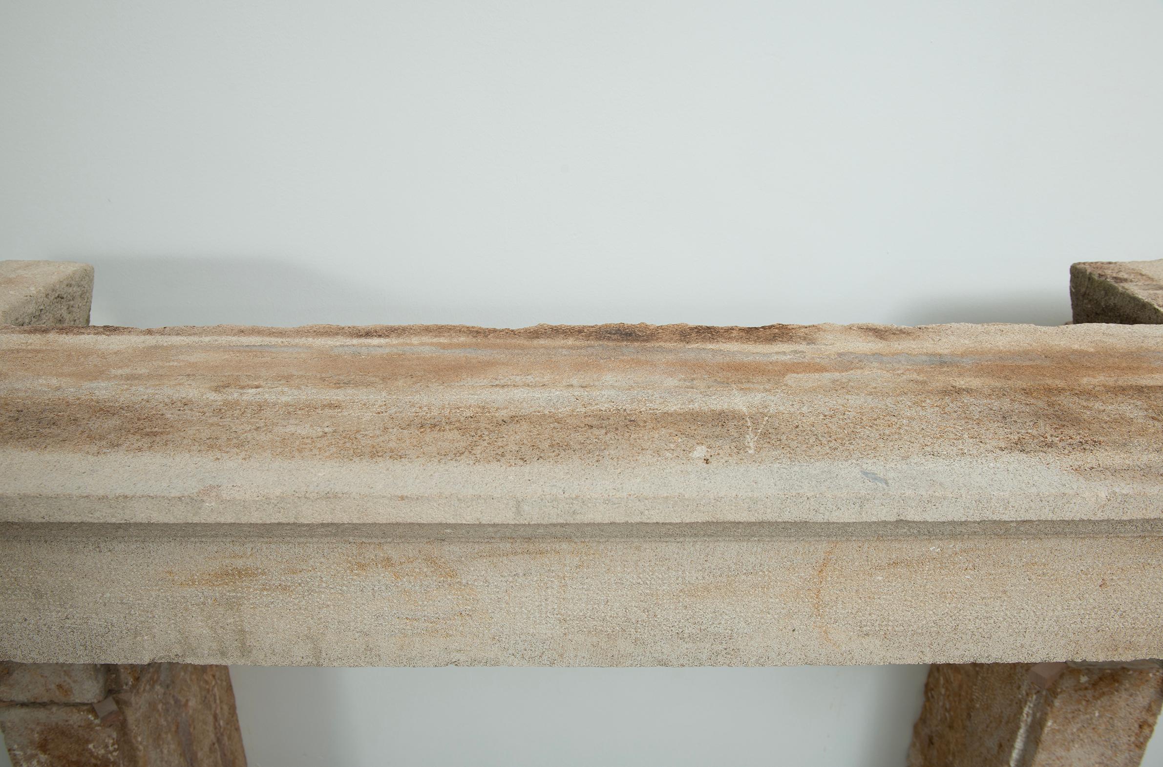 Large Rustic French Limestone Fireplace Mantel – 18th Century For Sale 16