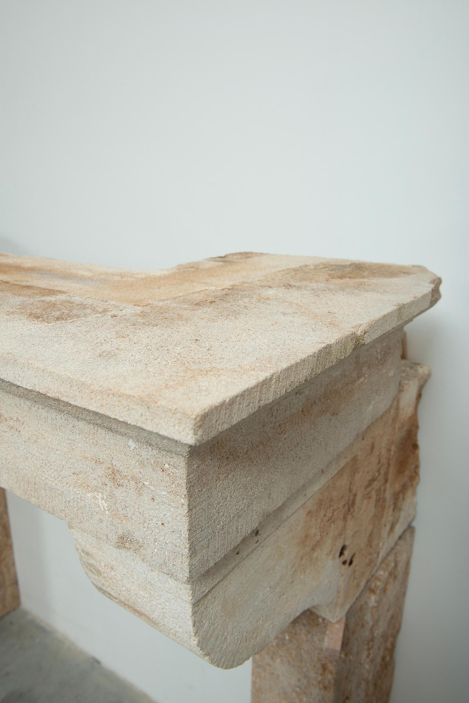 Large Rustic French Limestone Fireplace Mantel – 18th Century For Sale 4