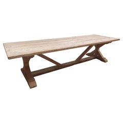 Large Rustic French Provincial Style Pine Trestle Table