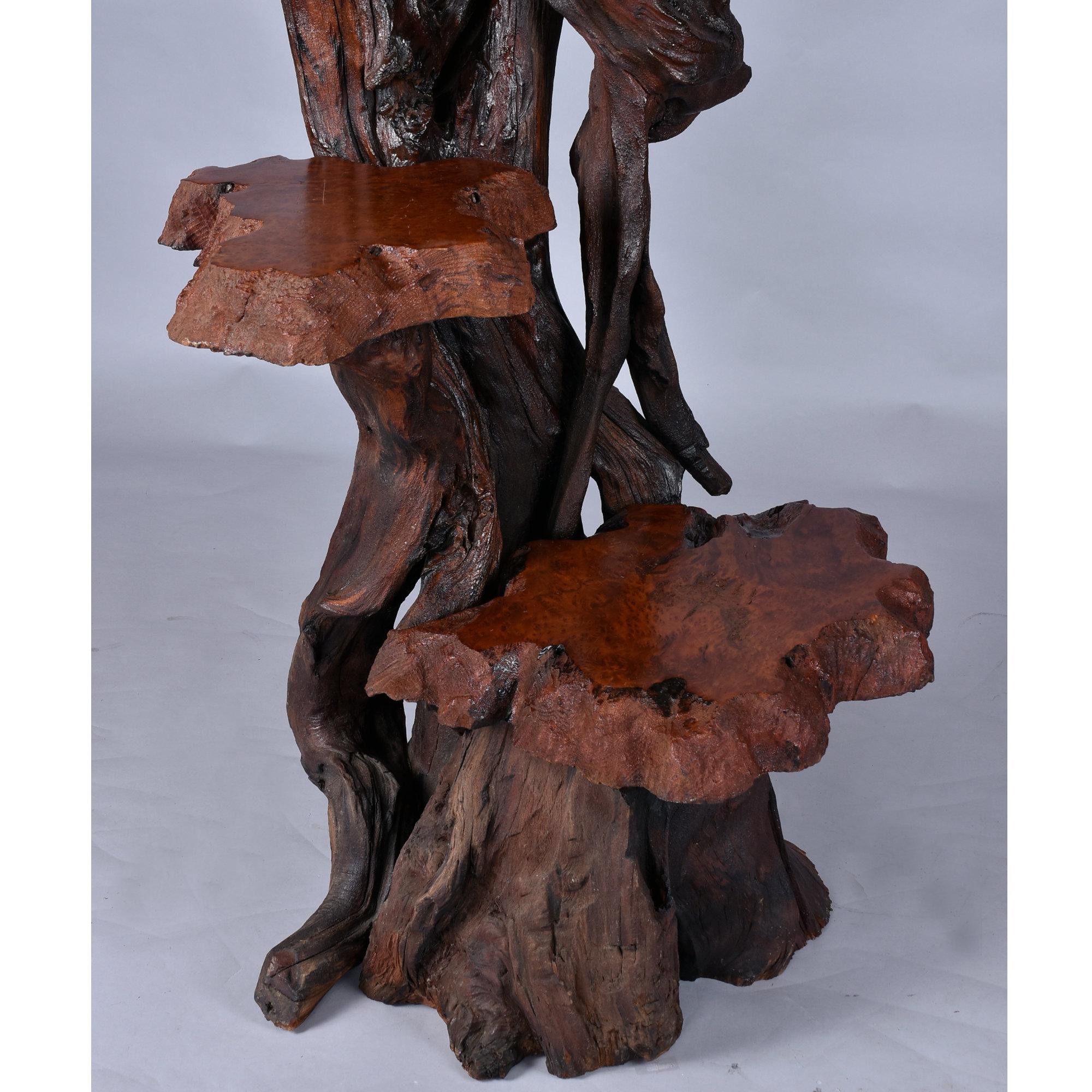 American Large Rustic Live Edge Tree Trunk Plant Stand or Art Pedestal For Sale