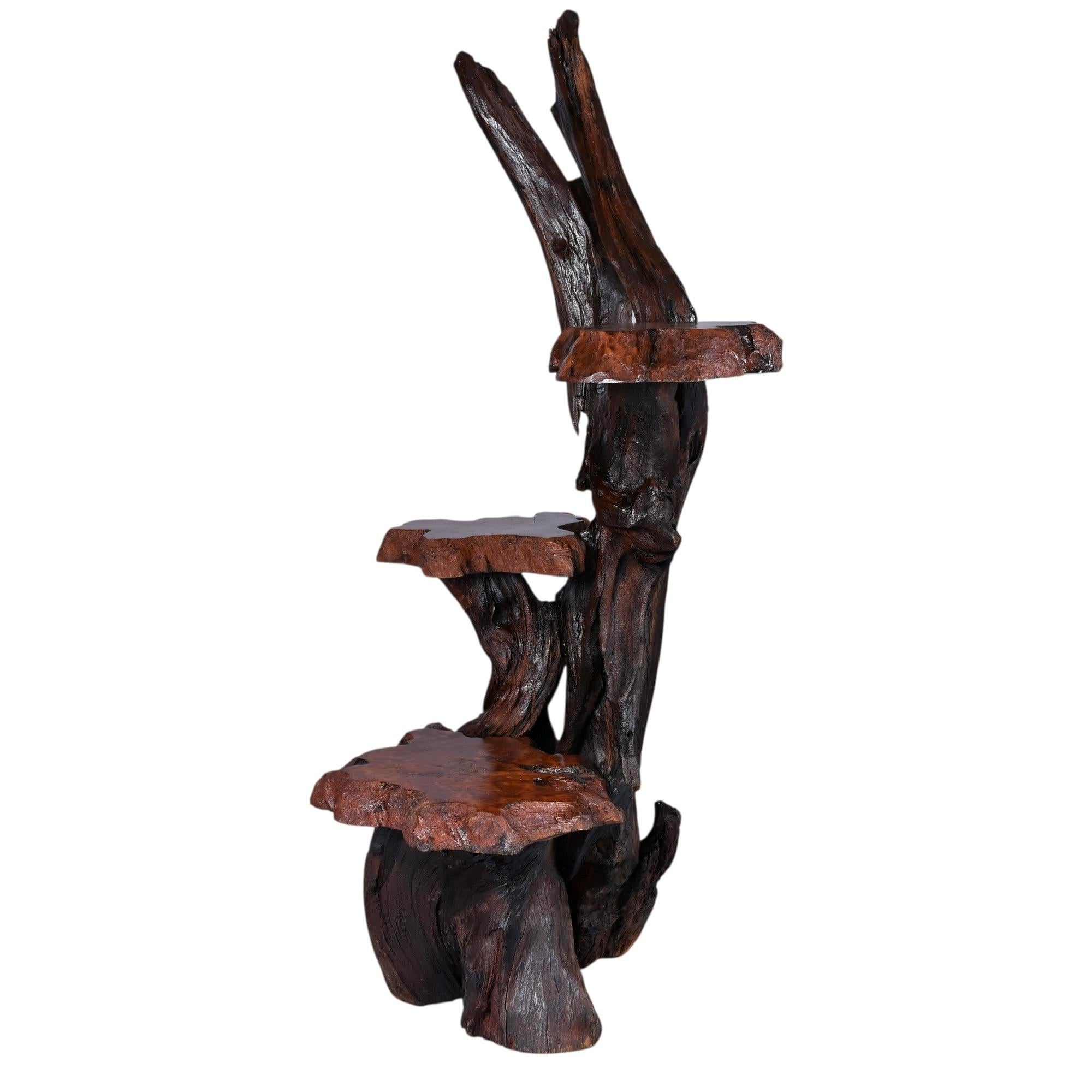Large Rustic Live Edge Tree Trunk Plant Stand or Art Pedestal In Good Condition For Sale In Chattanooga, TN