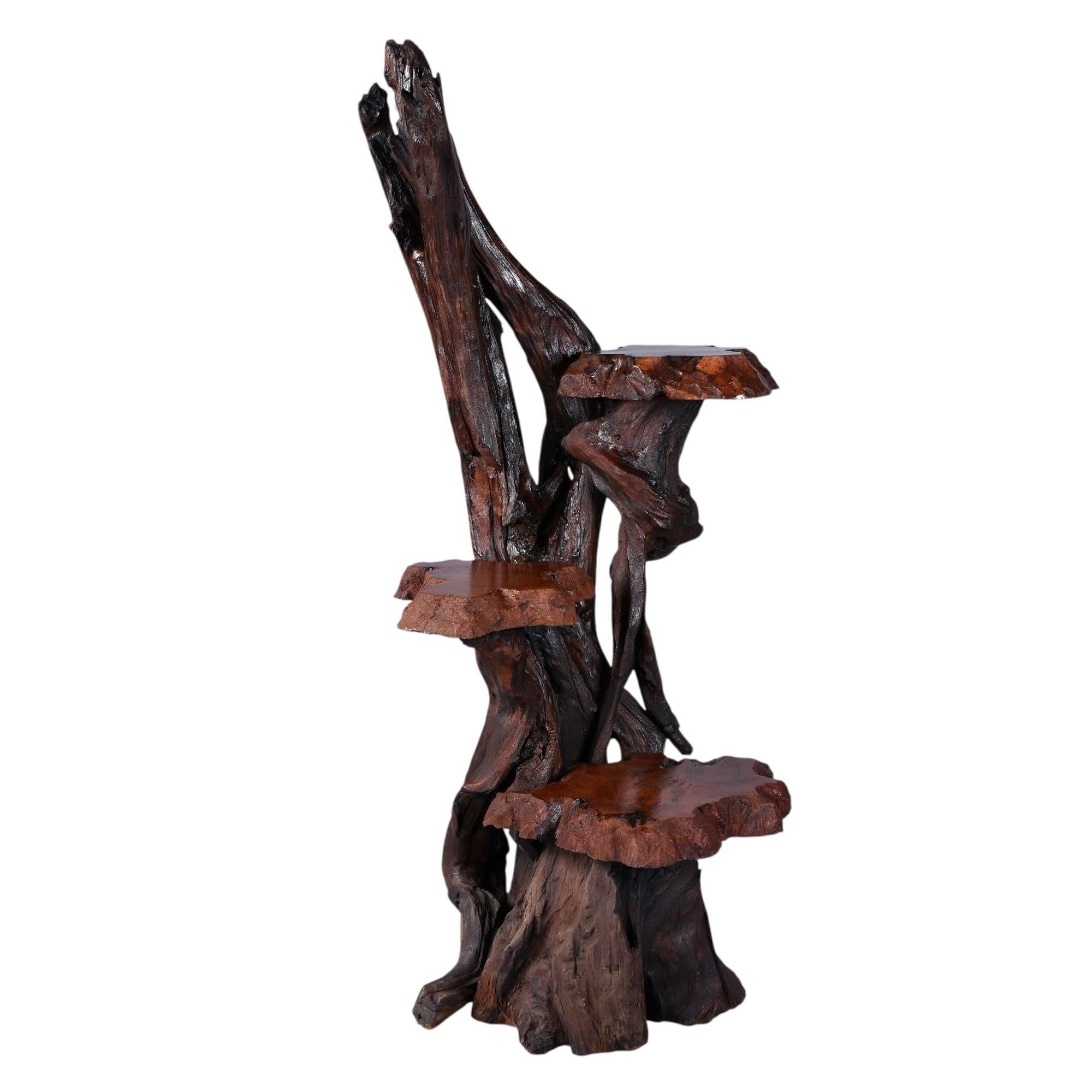 Large Rustic Live Edge Tree Trunk Plant Stand or Art Pedestal For Sale 1