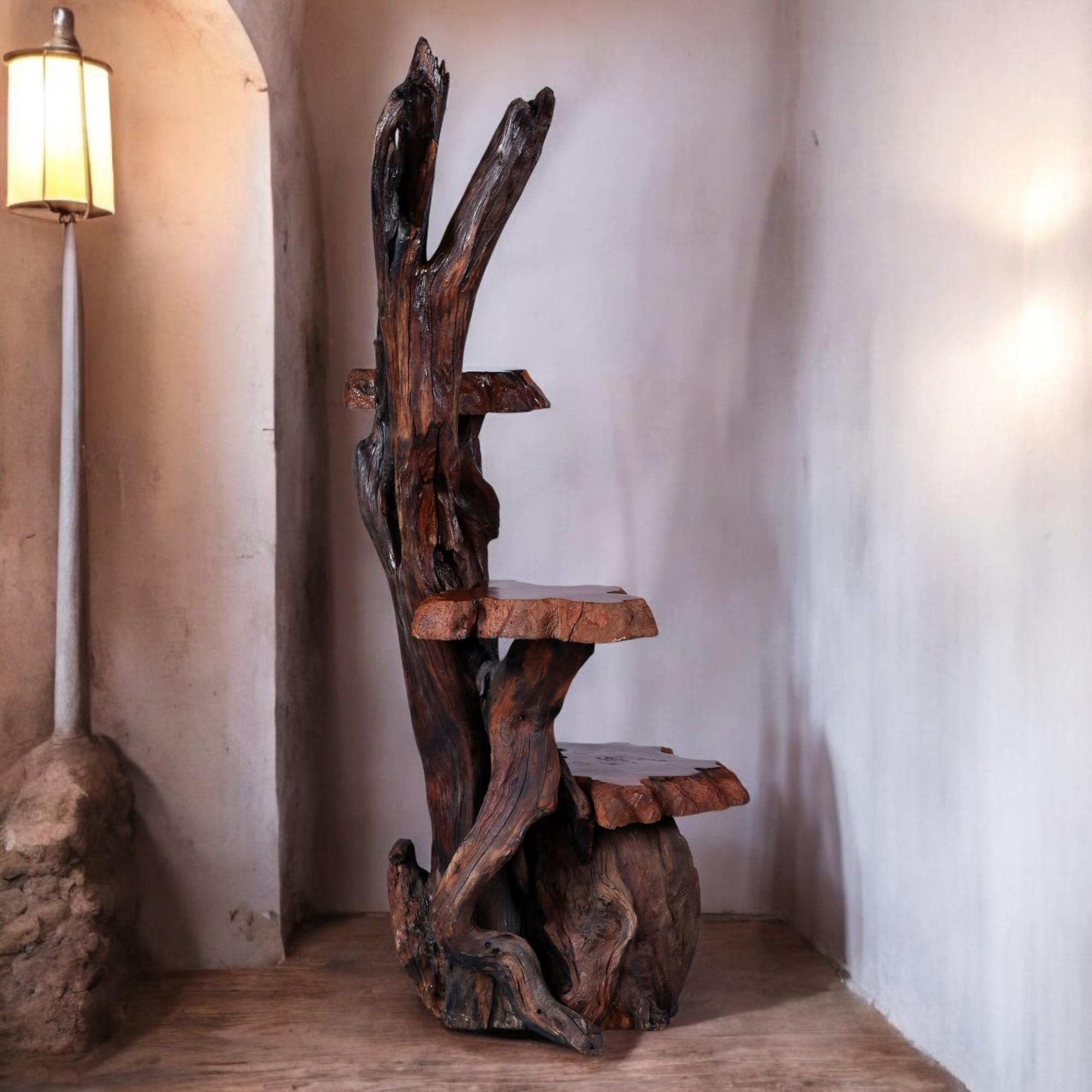 Mid-20th Century Large Rustic Live Edge Tree Trunk Plant Stand or Art Pedestal For Sale