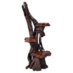 Large Rustic Live Edge Tree Trunk Plant Stand or Art Pedestal