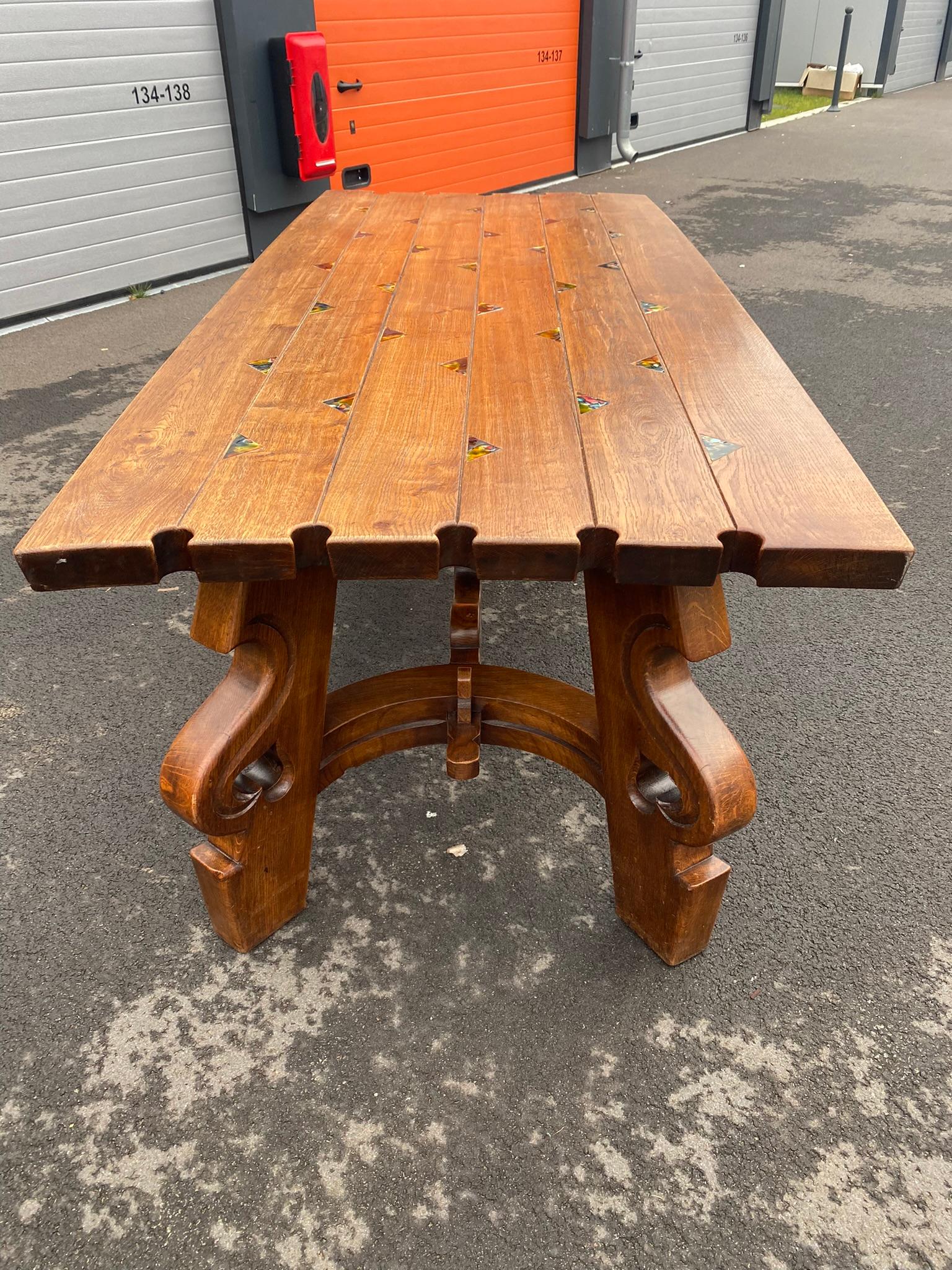 Large Rustic Neo Table in Oak, circa 1950/1960 For Sale 1