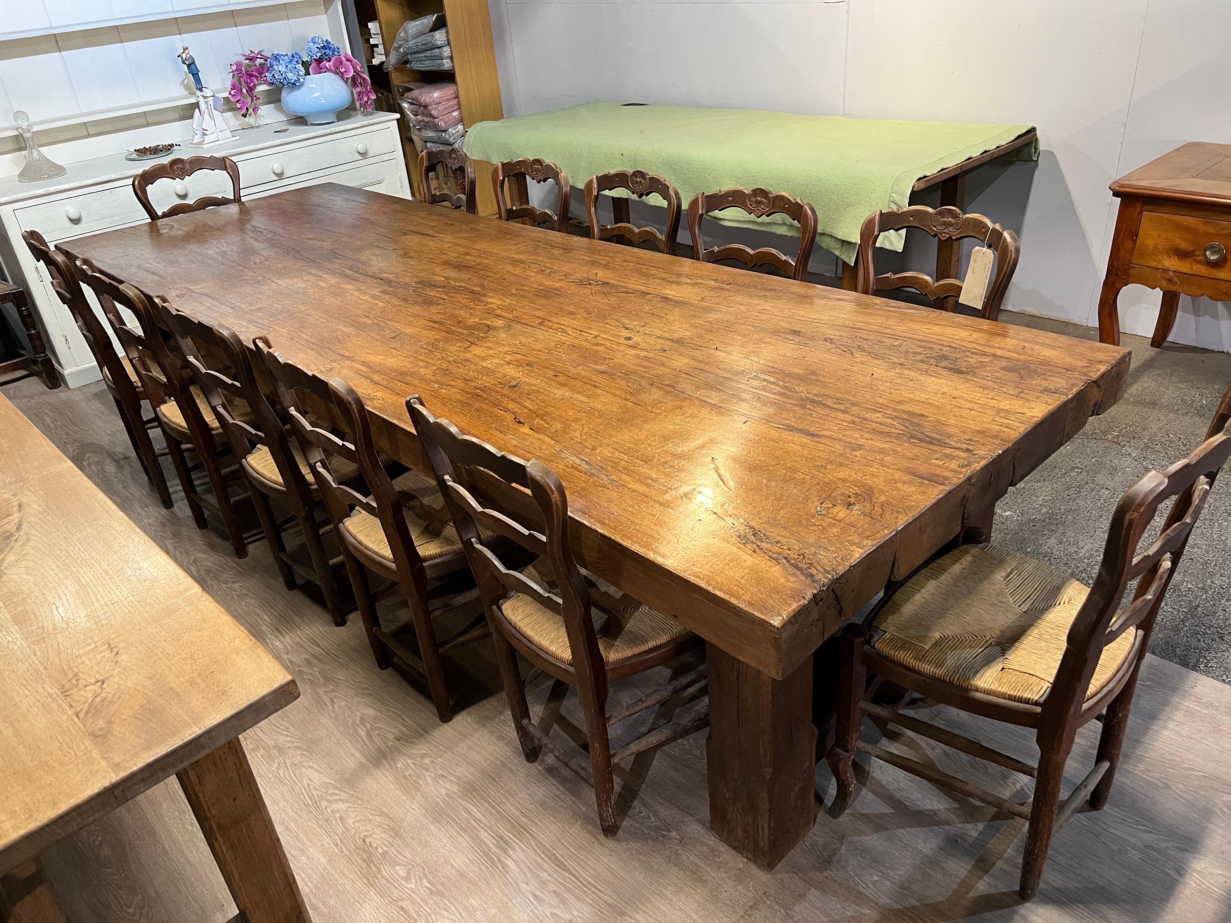 Hand-Crafted Large Rustic Oak Farmhouse Table with Thick Top