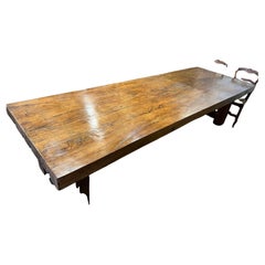 Large Rustic Oak Farmhouse Table with Thick Top