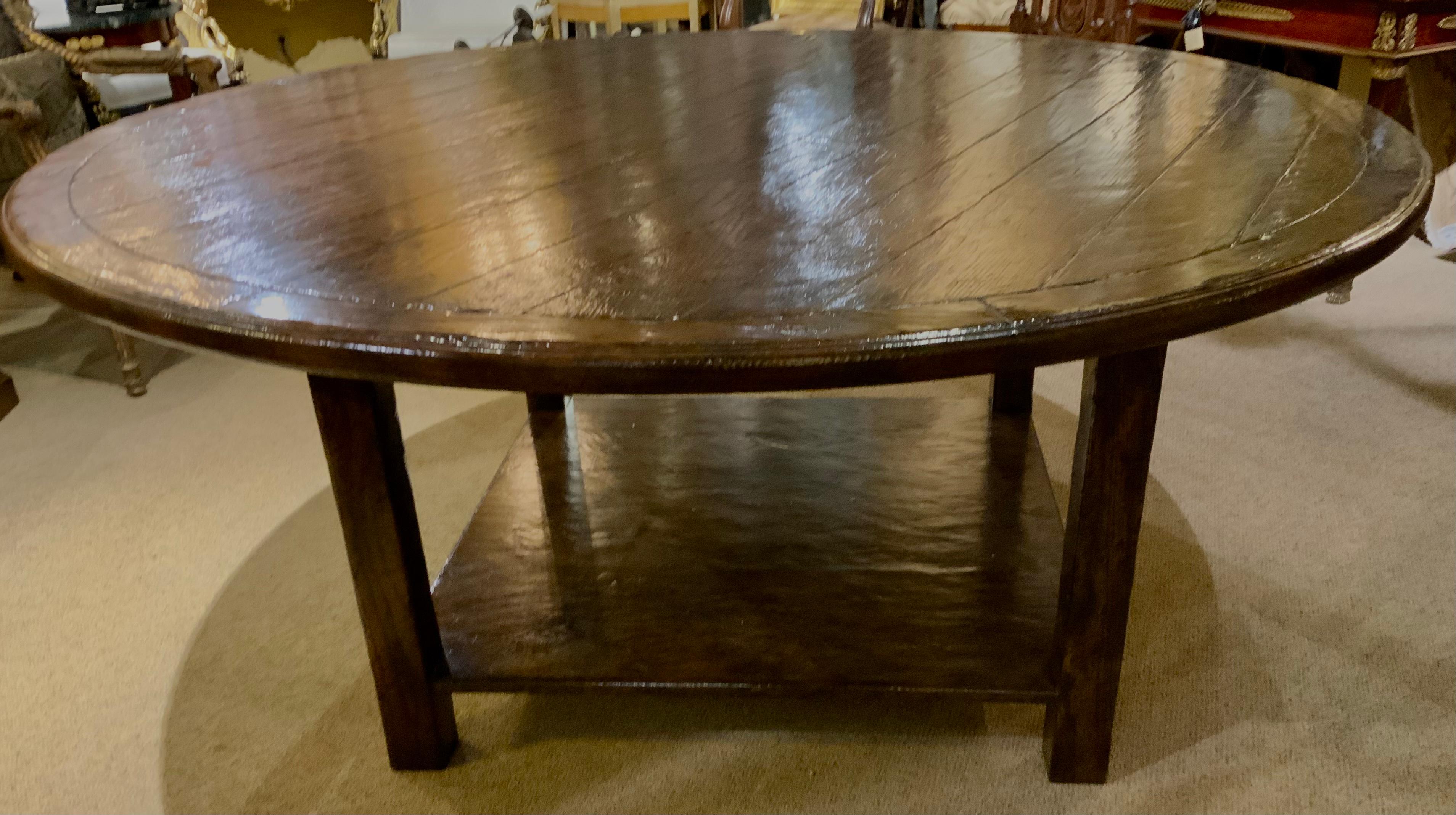 weathered oak round dining table