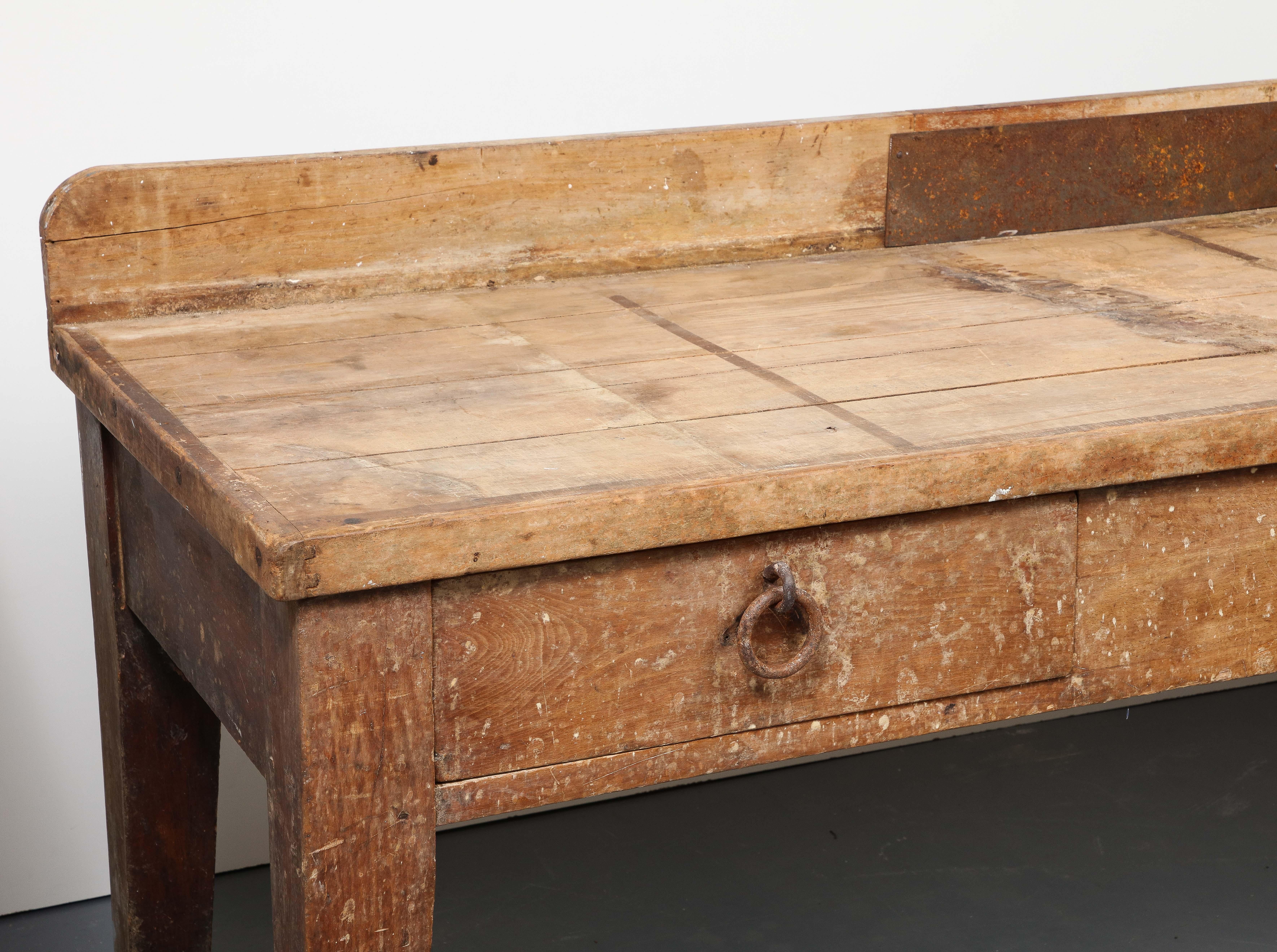 Large Rustic Oak Work Table, France, 19th Century For Sale 5