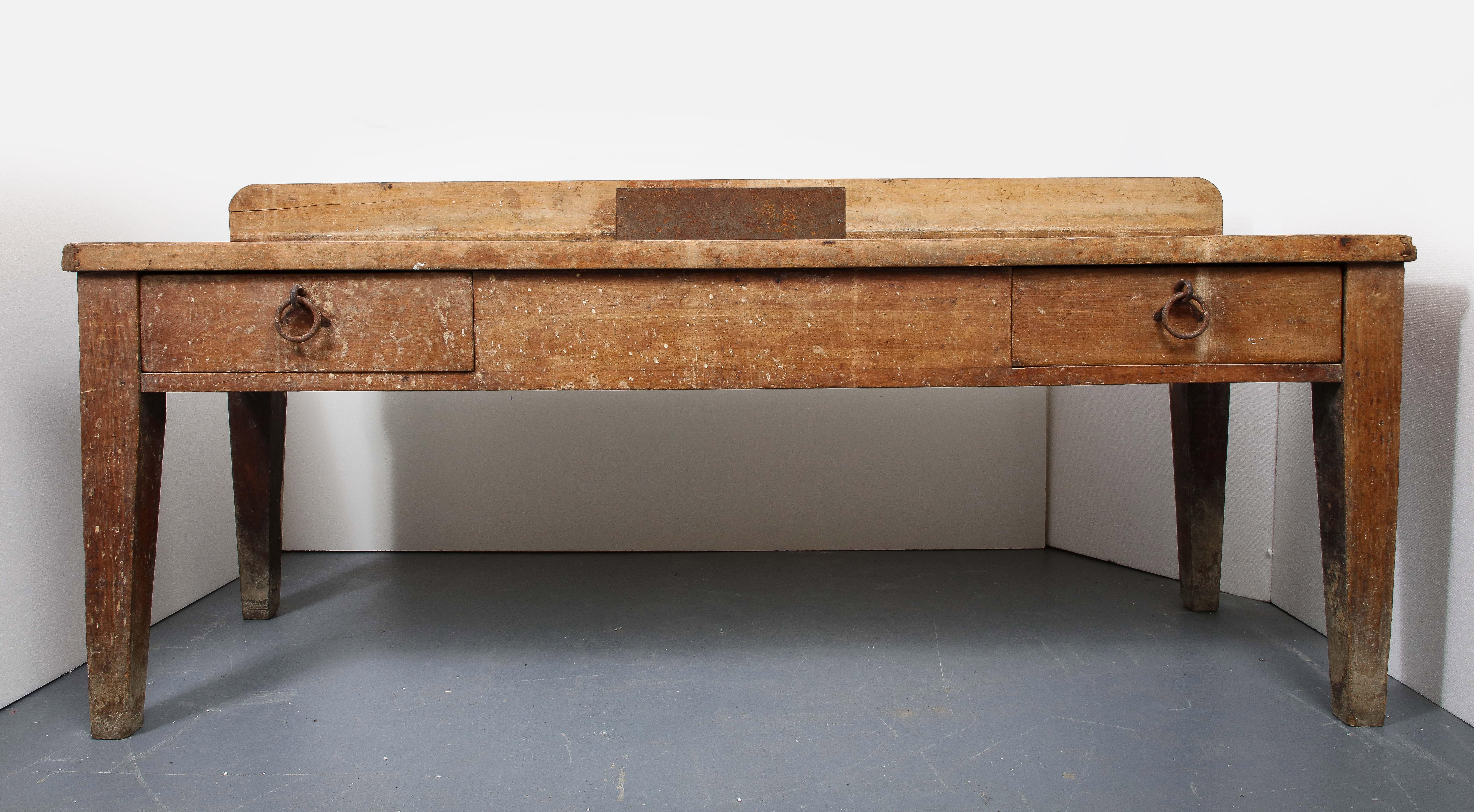 Large Rustic Oak Work Table, France, 19th Century For Sale 8