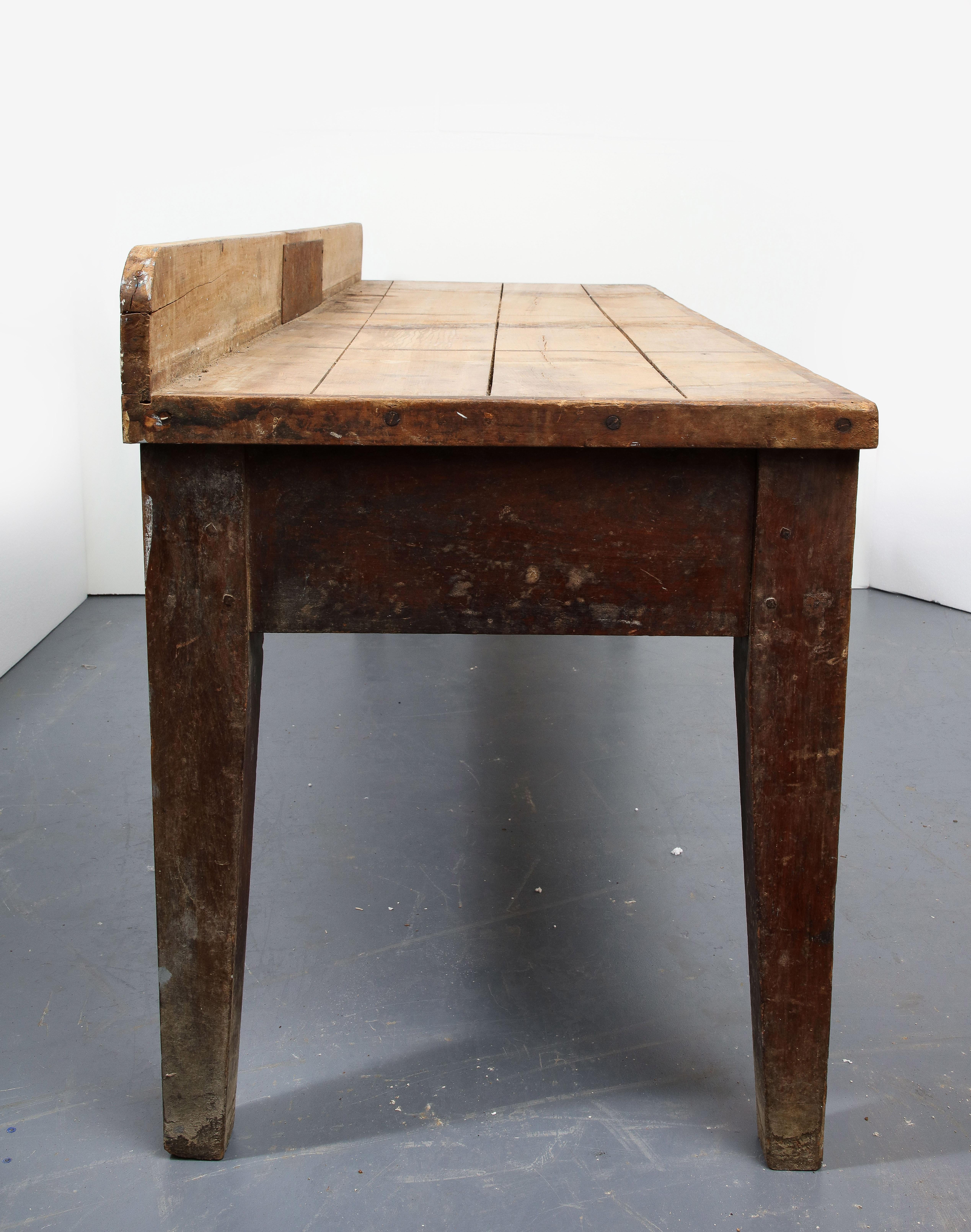Large Rustic Oak Work Table, France, 19th Century For Sale 1